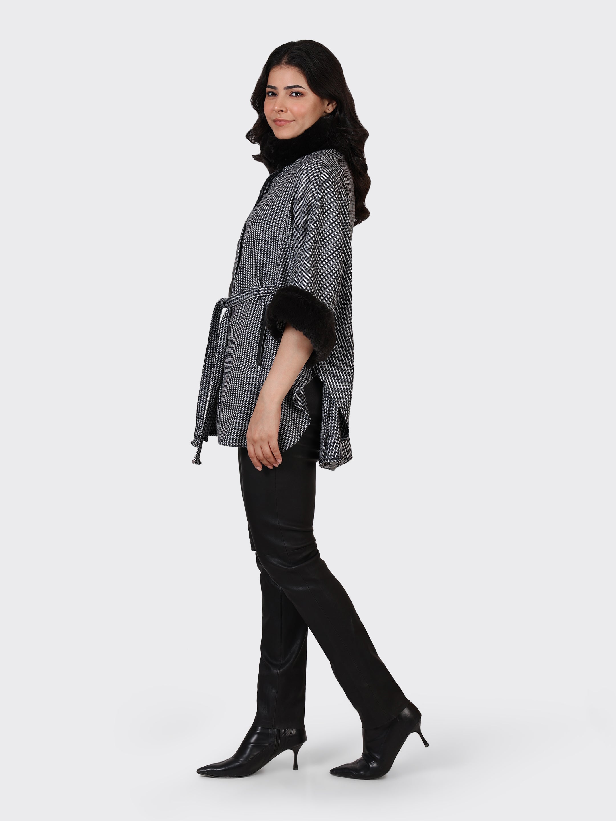 LADIES CAPE WOOLLEN JACKET-CROSS