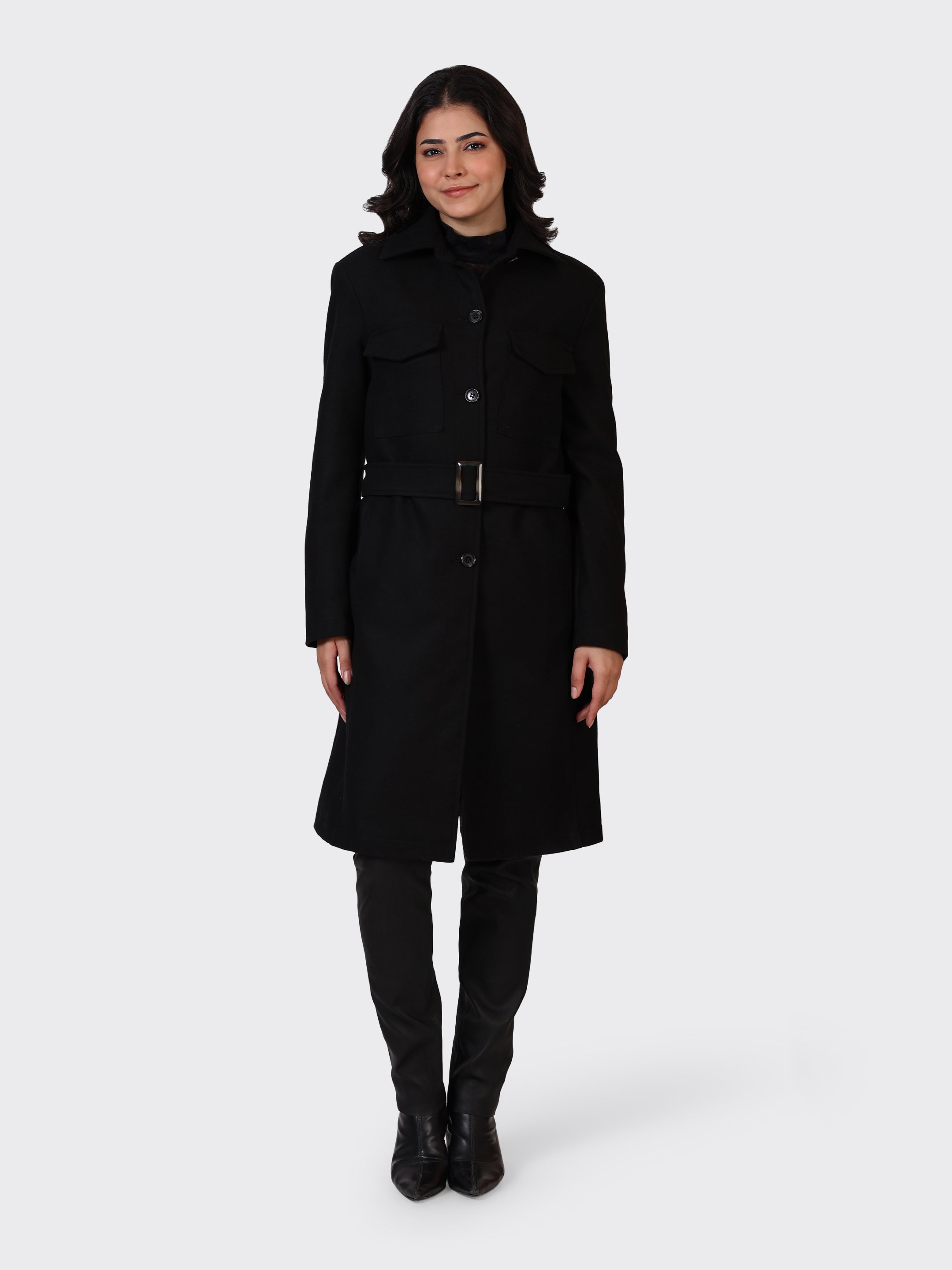 LADIES WOOLLEN JACKET-BLACK