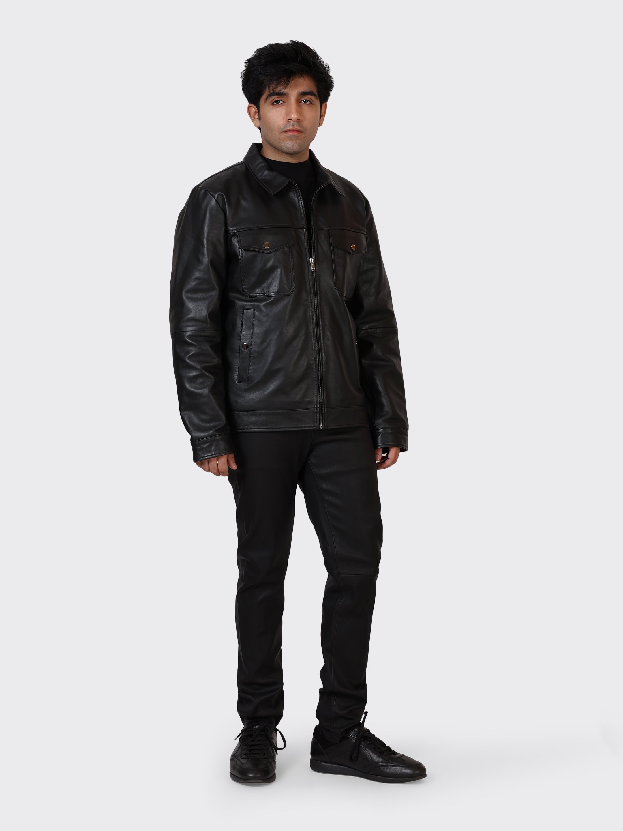 MENS LEATHER JACKET-BLACK