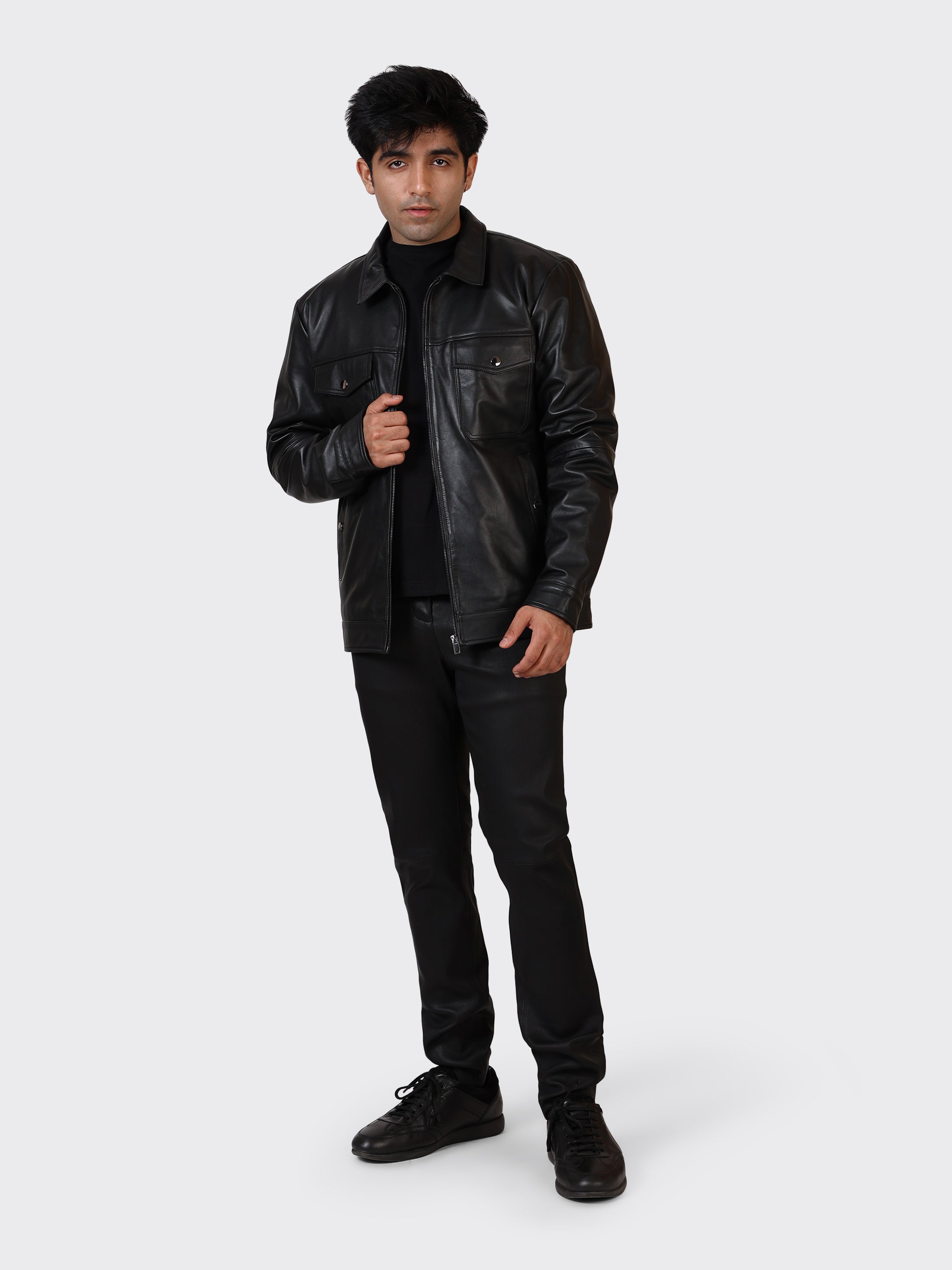 MENS LEATHER JACKET-BLACK