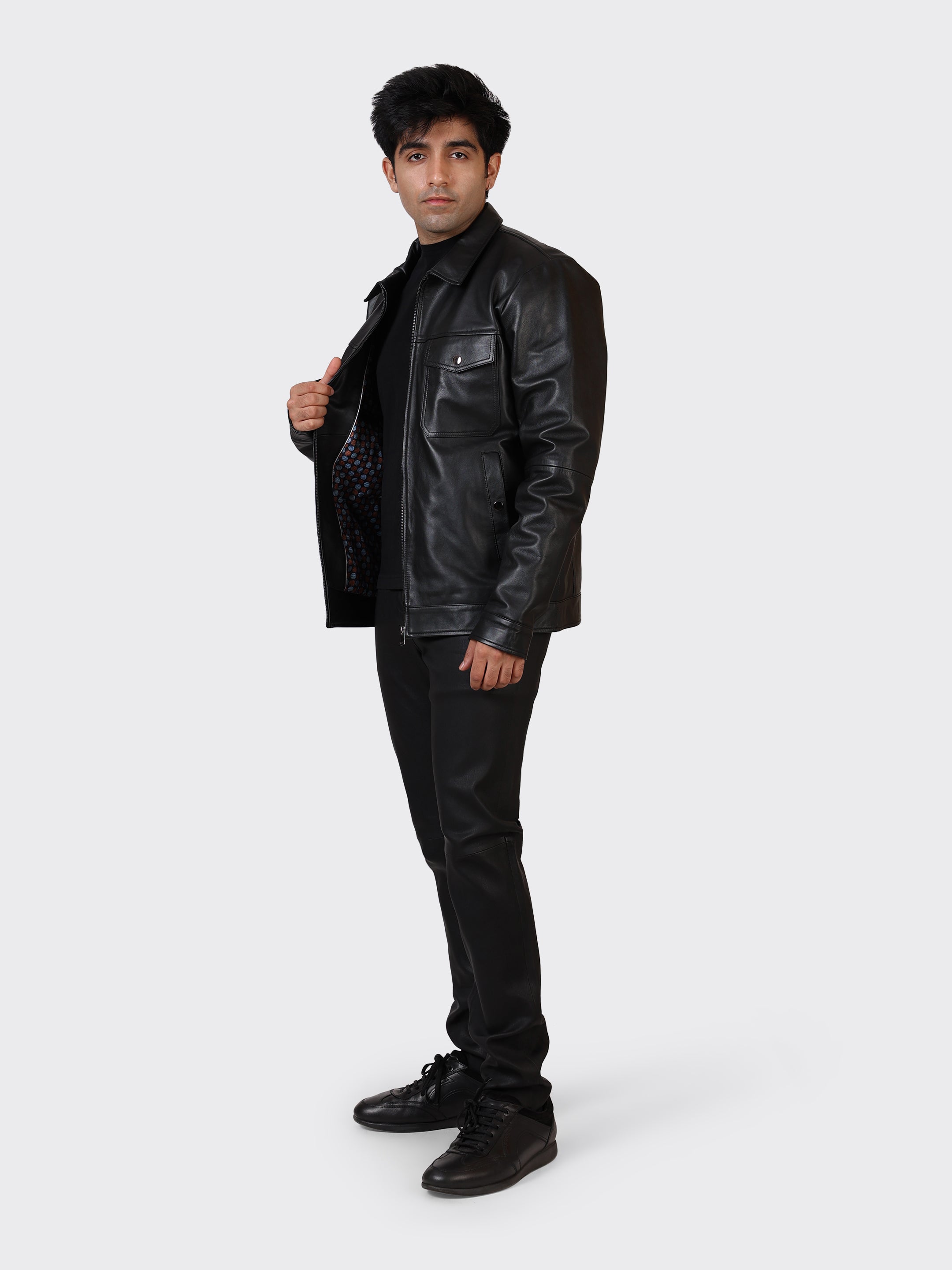 MENS LEATHER JACKET-BLACK