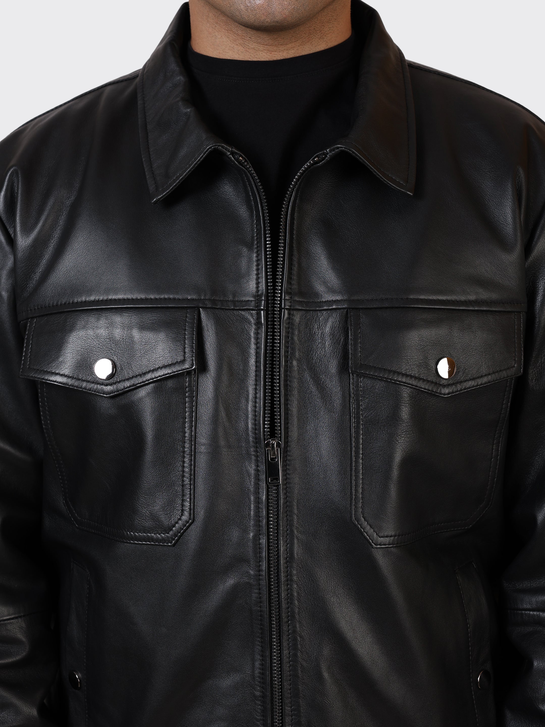 MENS LEATHER JACKET-BLACK