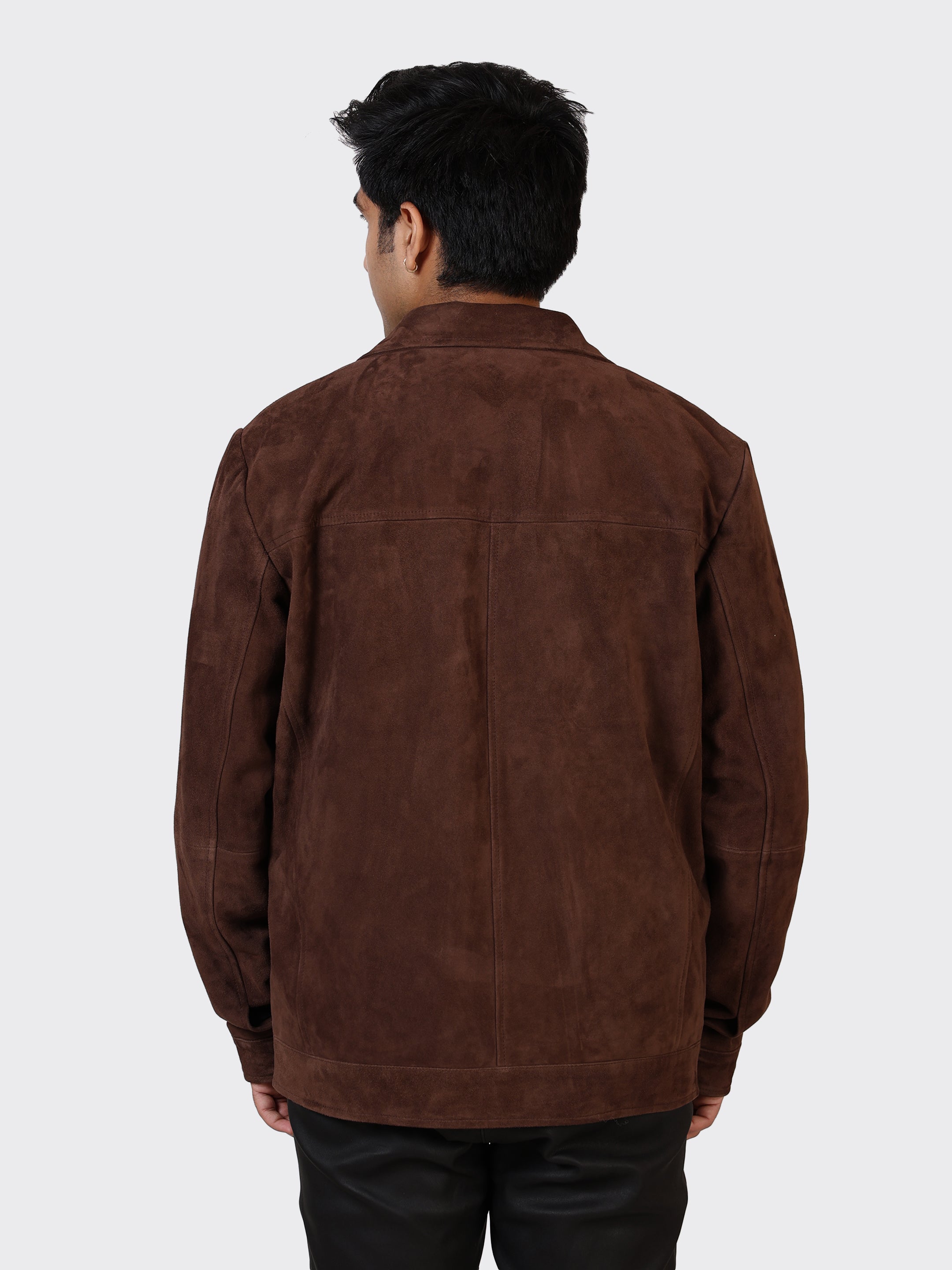 MENS SUEDE LEATHER JACKET-BROWN