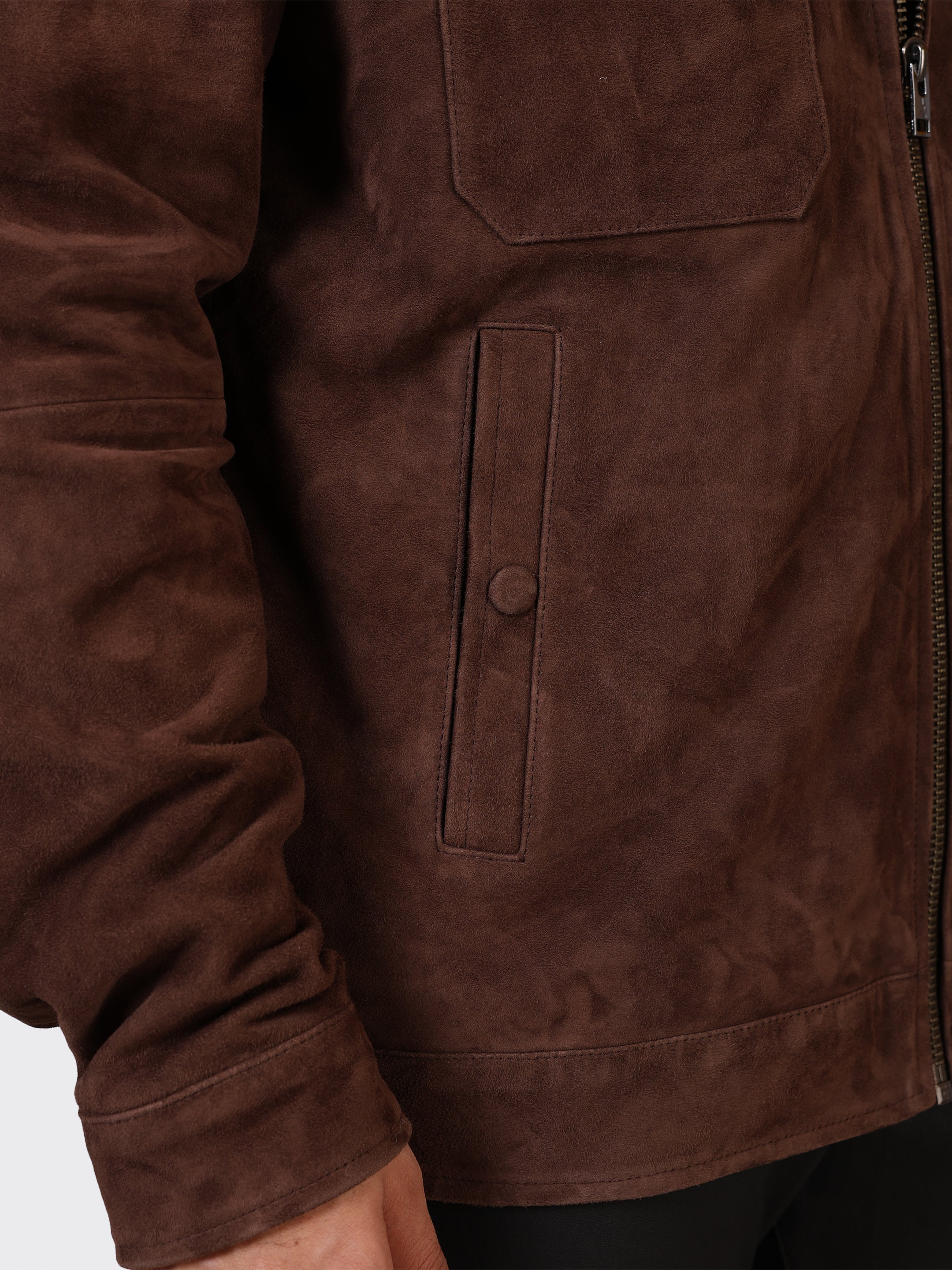 MENS SUEDE LEATHER JACKET-BROWN