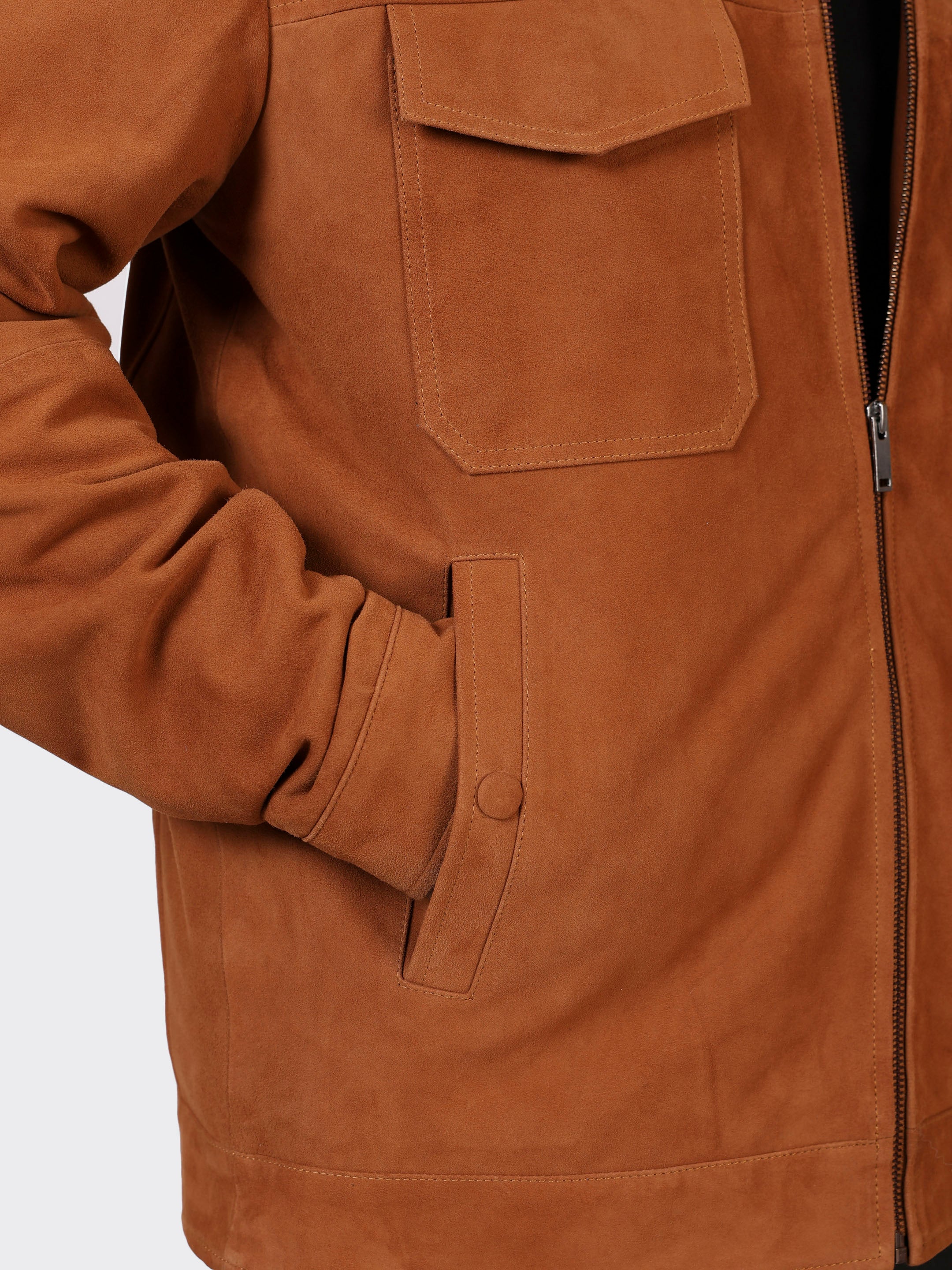MENS SUEDE LEATHER JACKET-NAUGAT