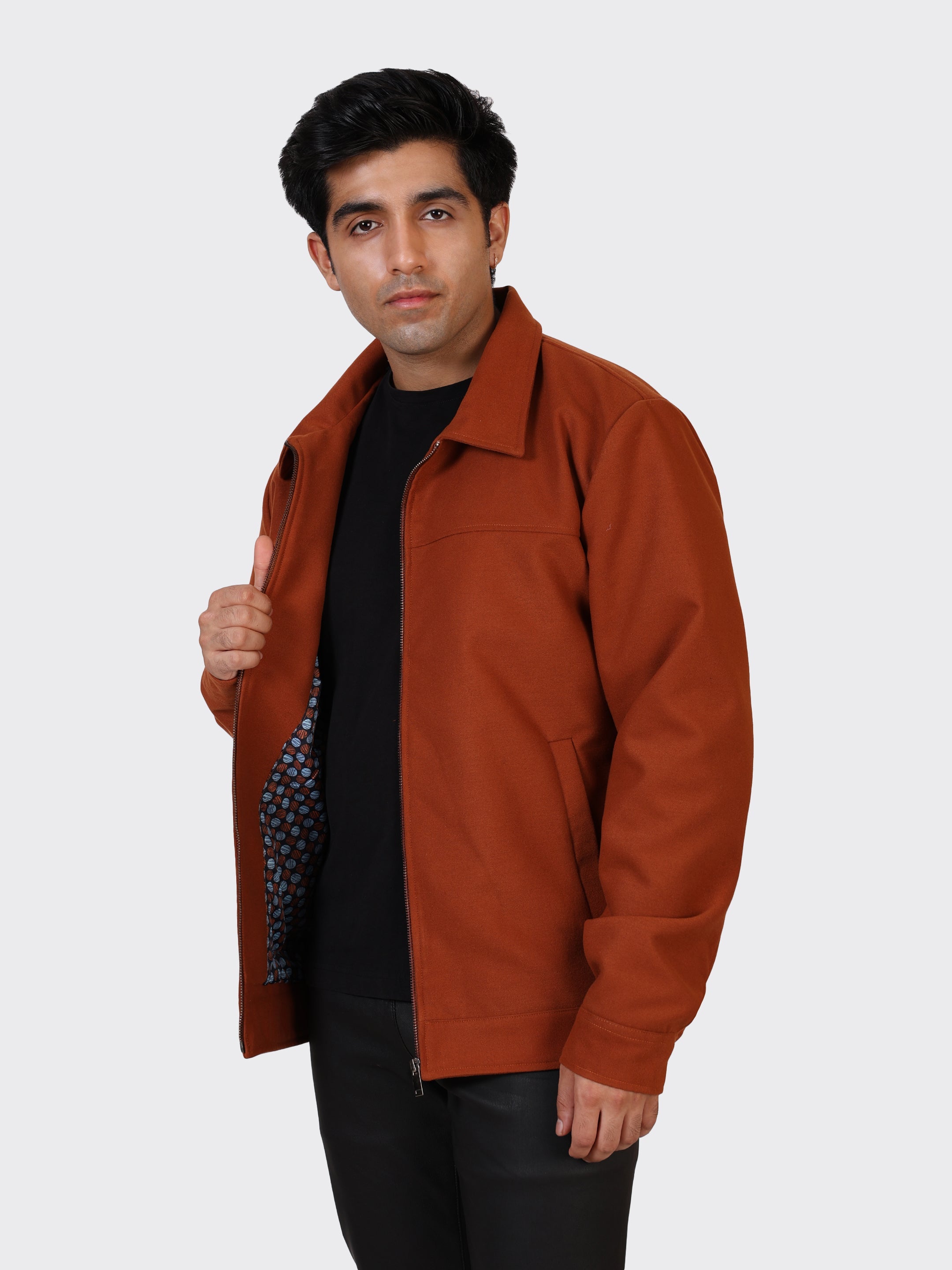 MENS WOOLLEN JACKET-COGNAC