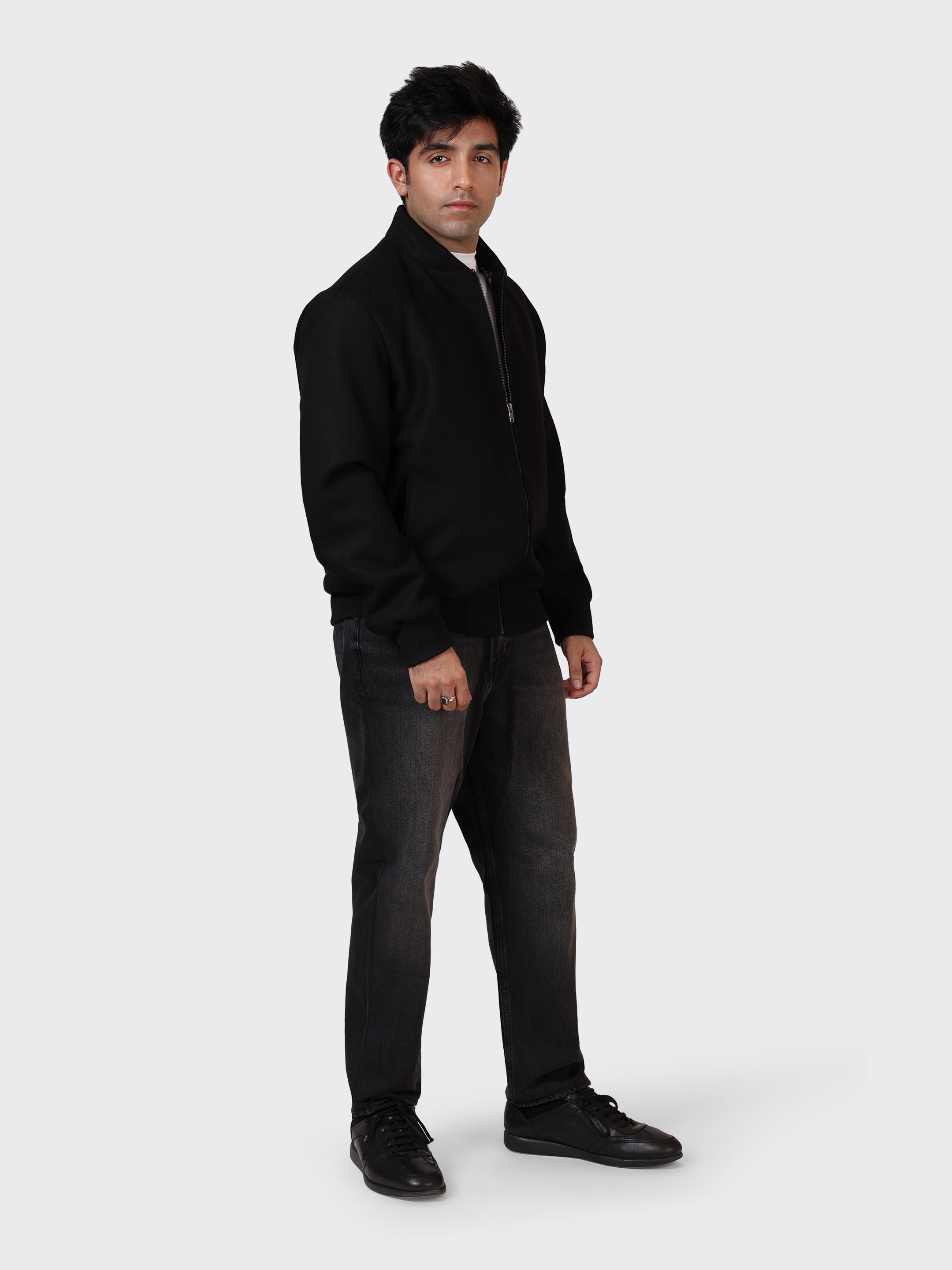 MENS COLLEGE WOOLLEN JACKET-BLACK