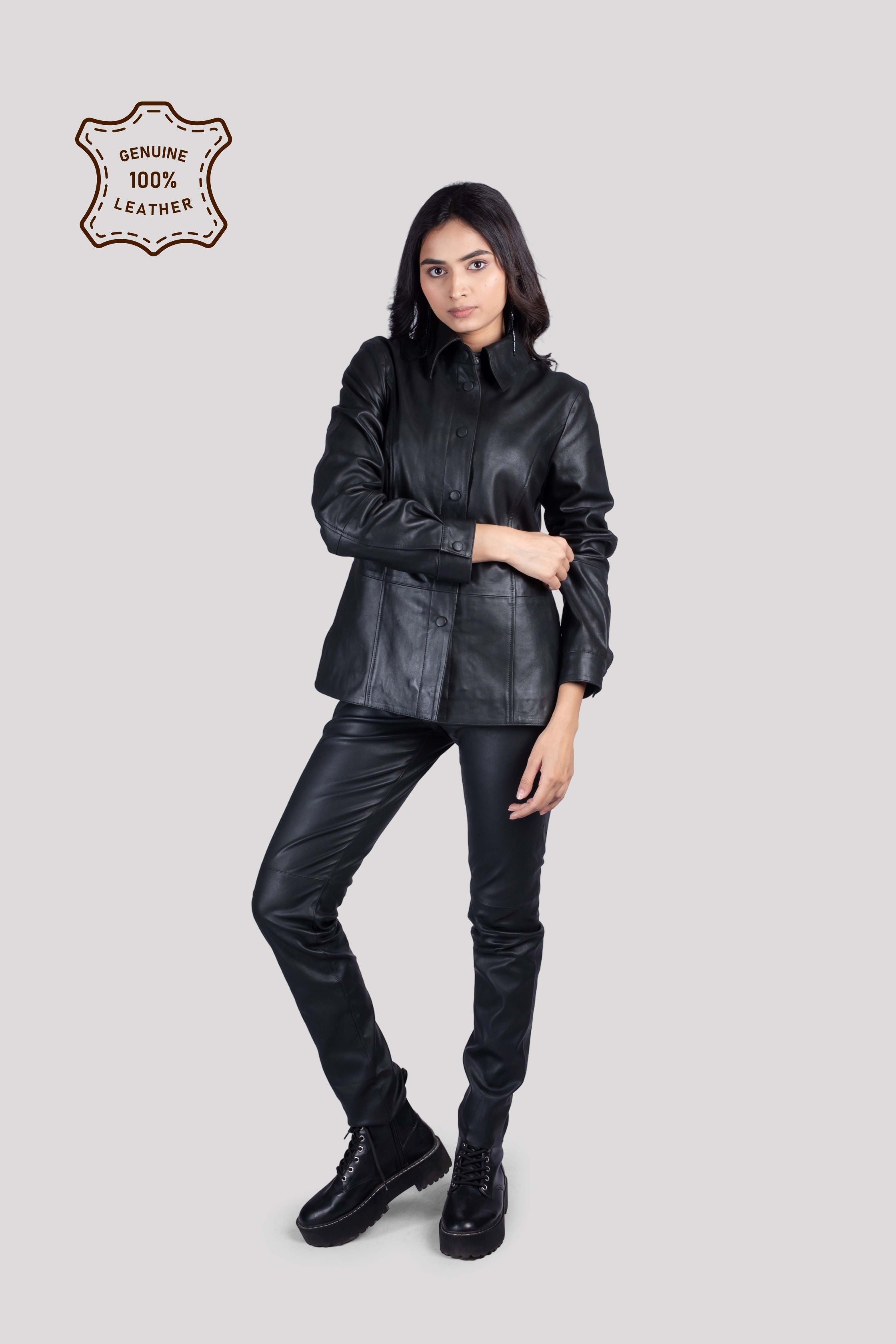 LADIES LEATHER SHIRT
