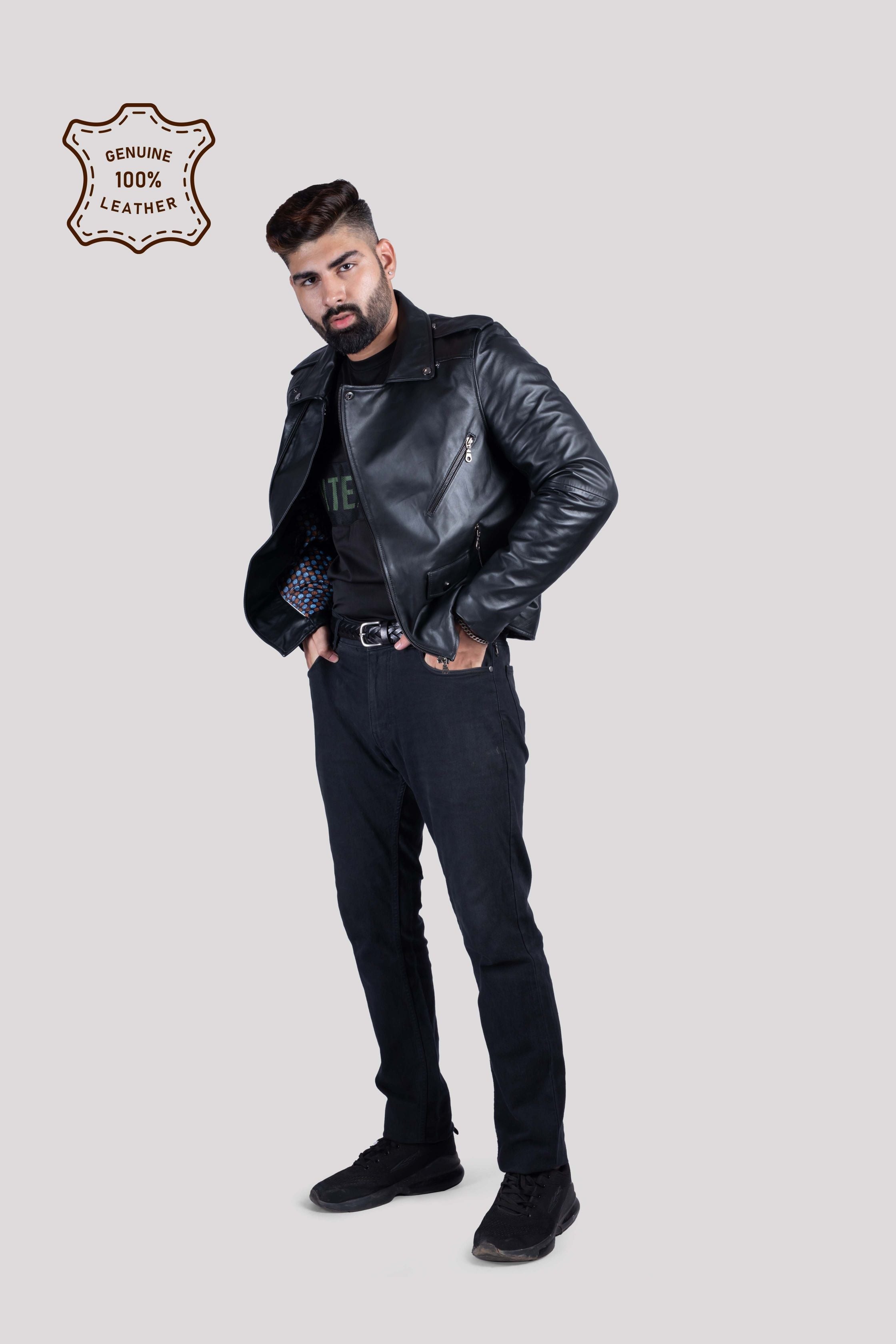 MENS BIKER LEATHER JACKET