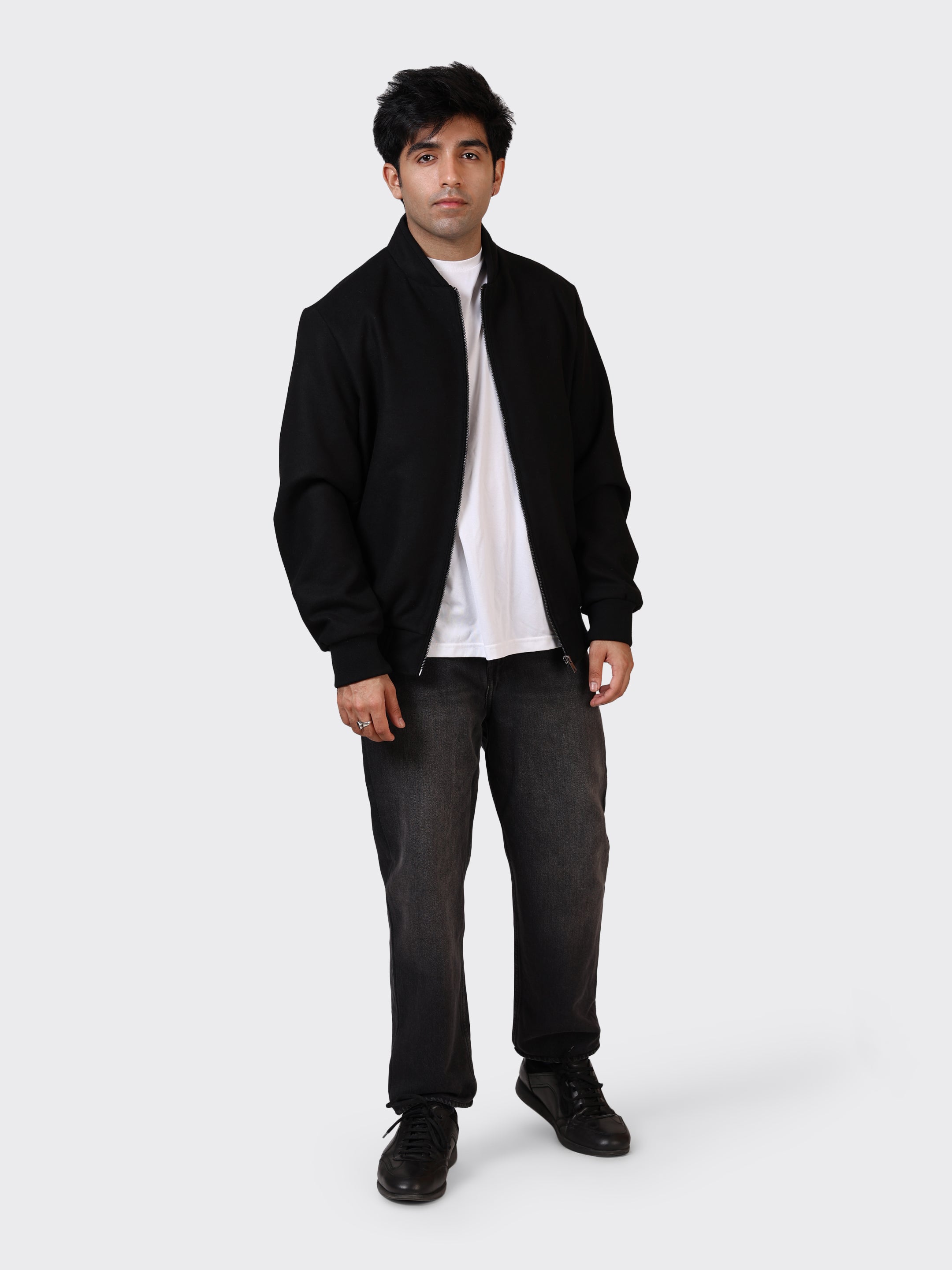 MENS COLLEGE WOOLLEN JACKET-BLACK