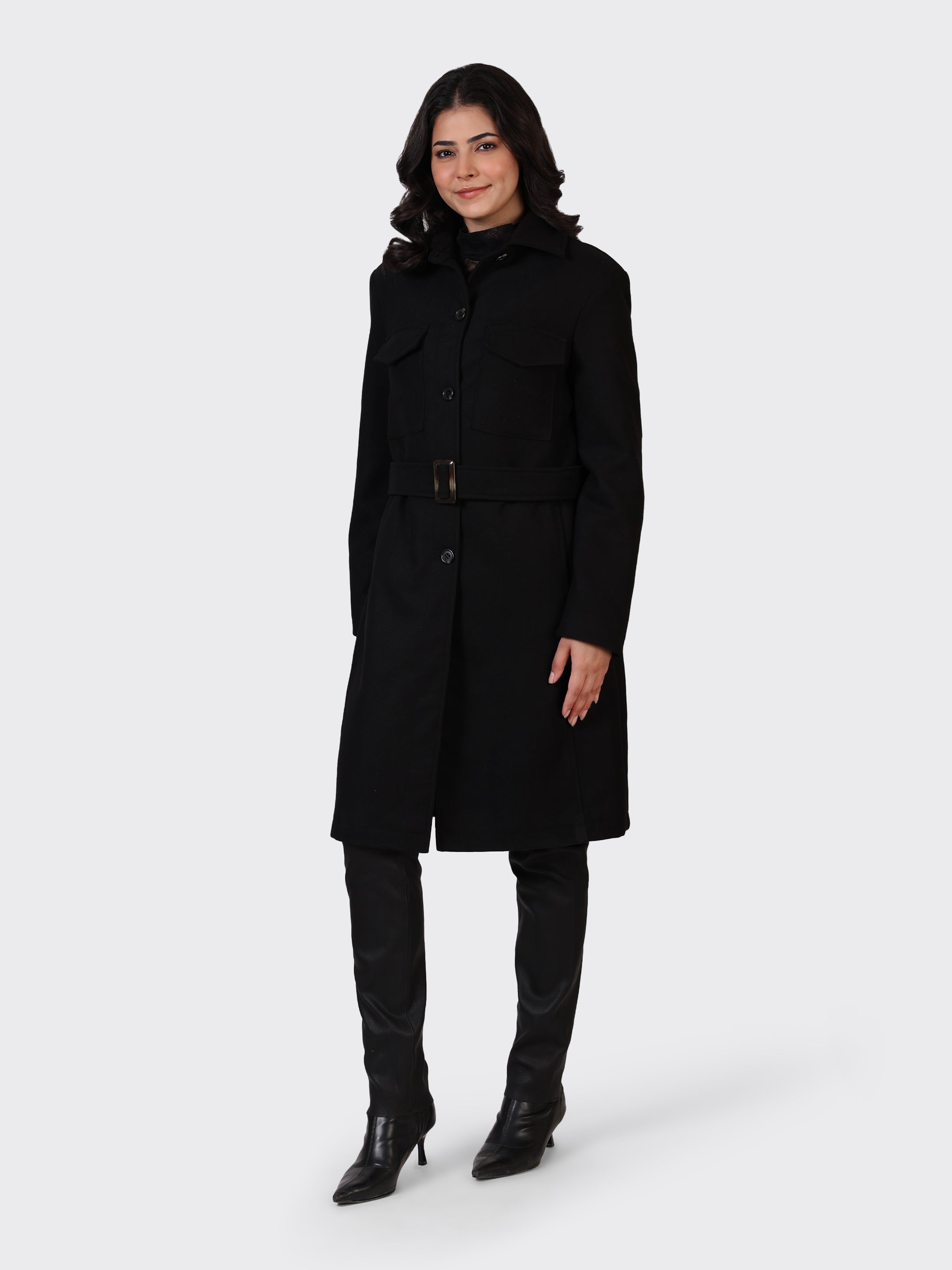 LADIES WOOLLEN JACKET-BLACK