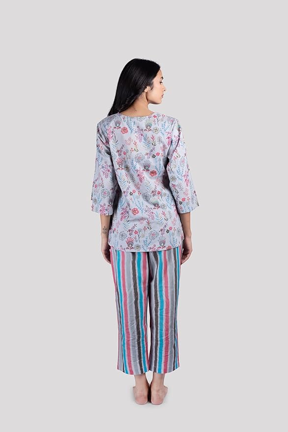WOMEN SOFT COTTON FLORAL PRINT NIGHT SUIT SET