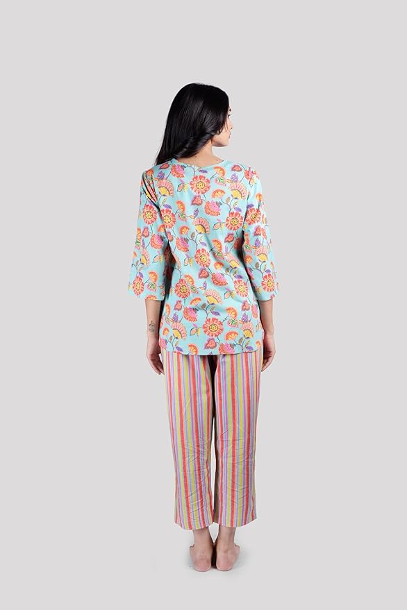 WOMEN SOFT COTTON FLORAL PRINT NIGHT SUIT SET