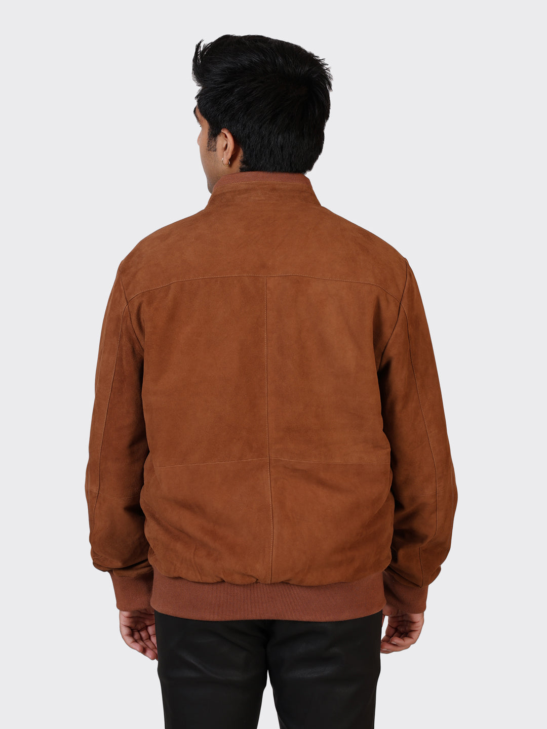 MENS COLLEGE SUEDE LEATHER JACKET-NAUGAT