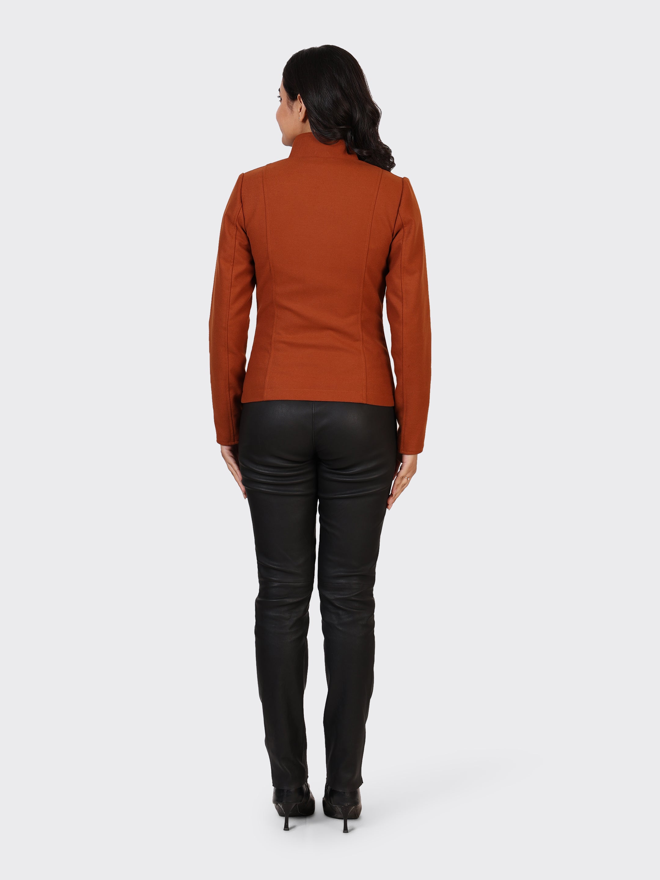LADIES WOOLLEN JACKET-COGNAC