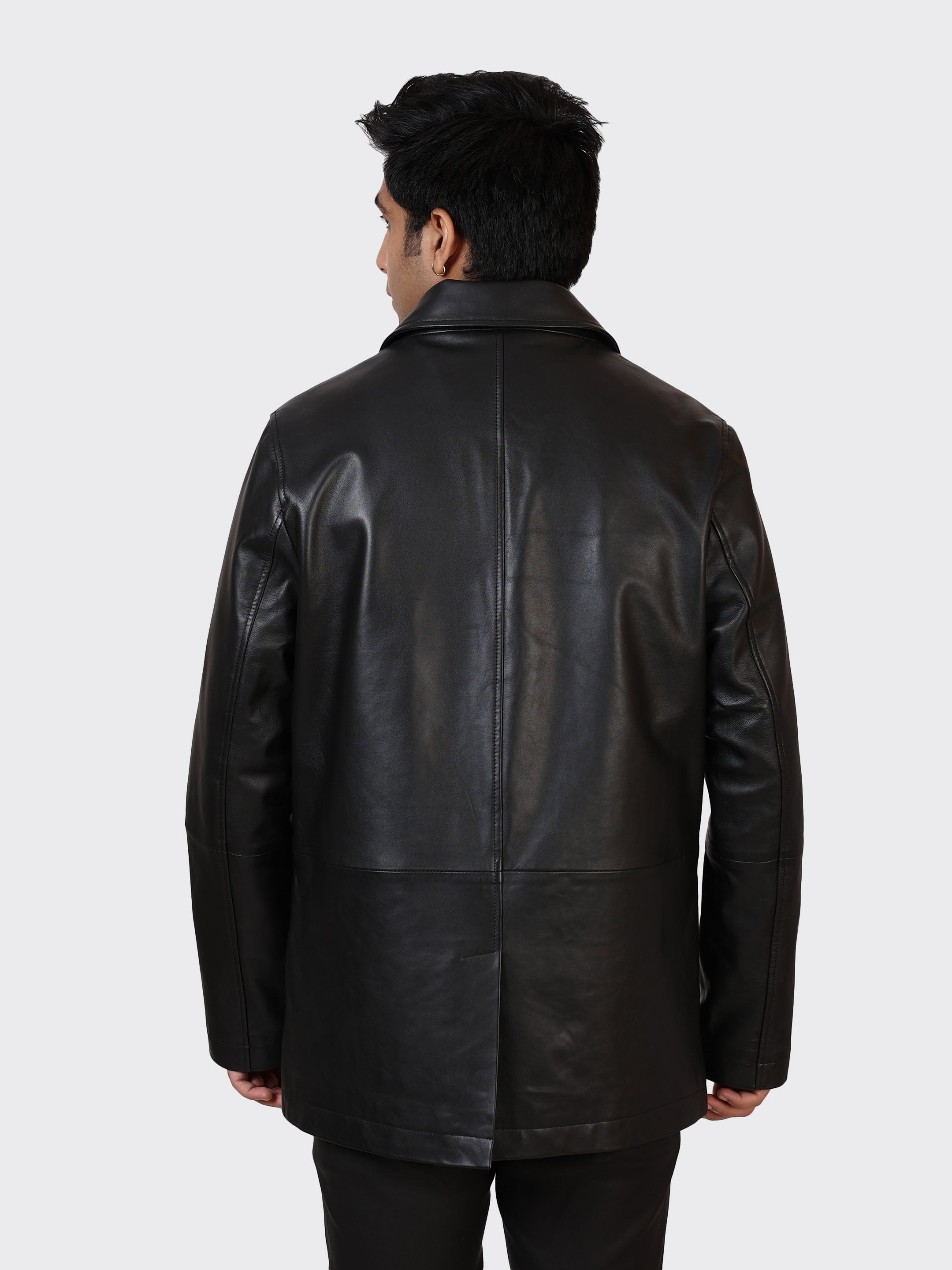 MENS BLAZER LEATHER JACKET-BLACK