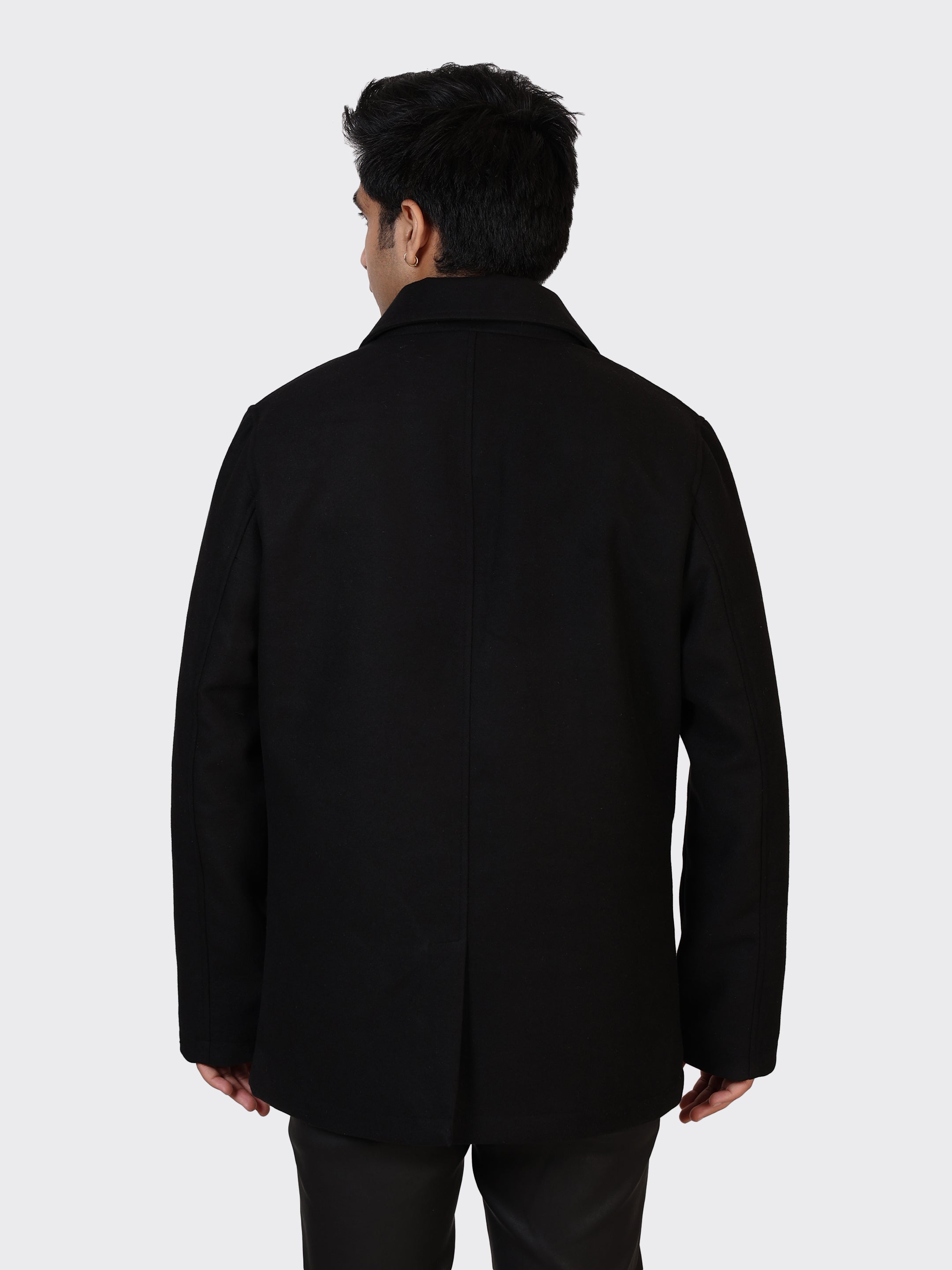 MENS BLAZER WOOLLEN JACKET-BLACK