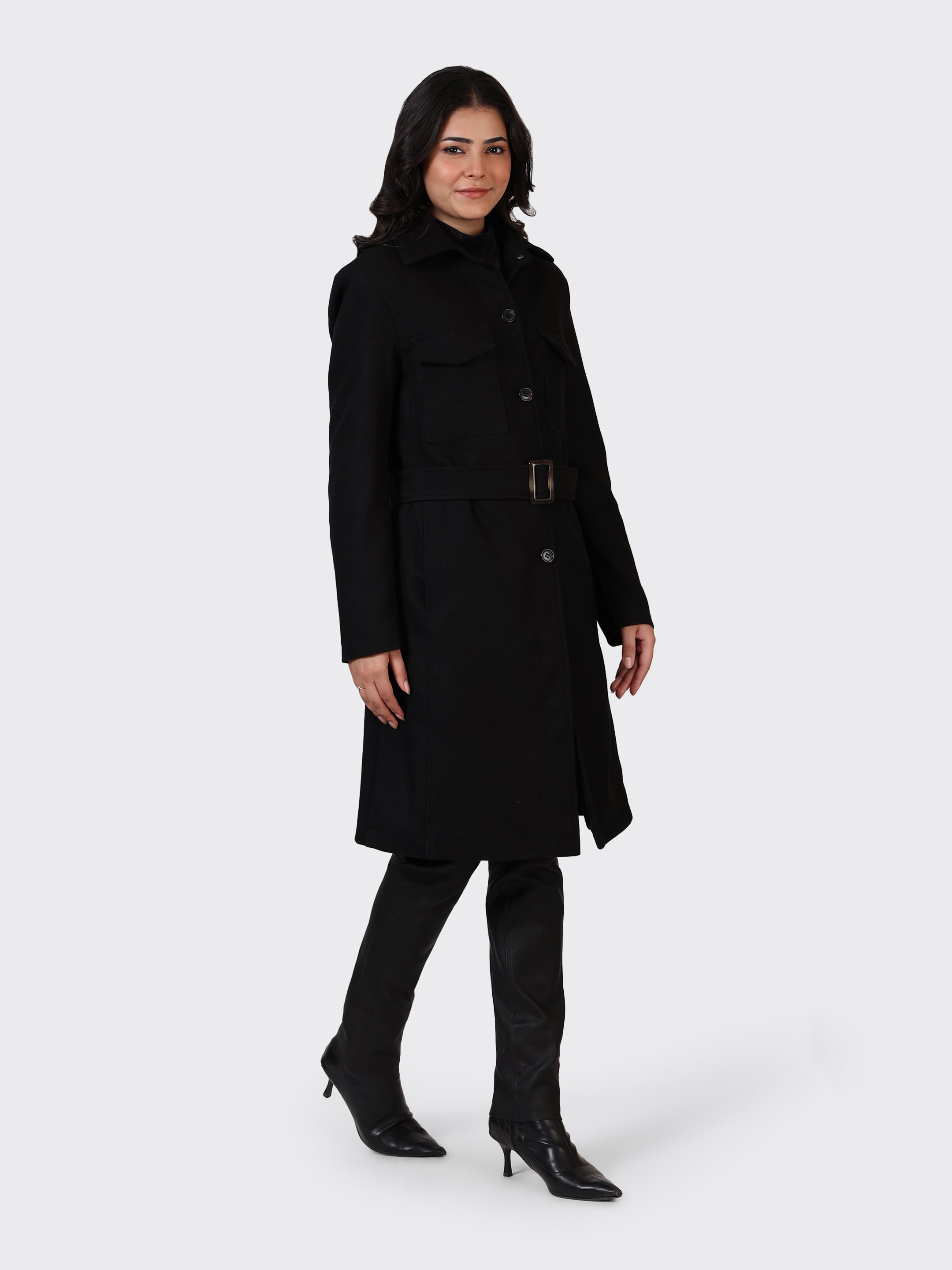 LADIES WOOLLEN JACKET-BLACK