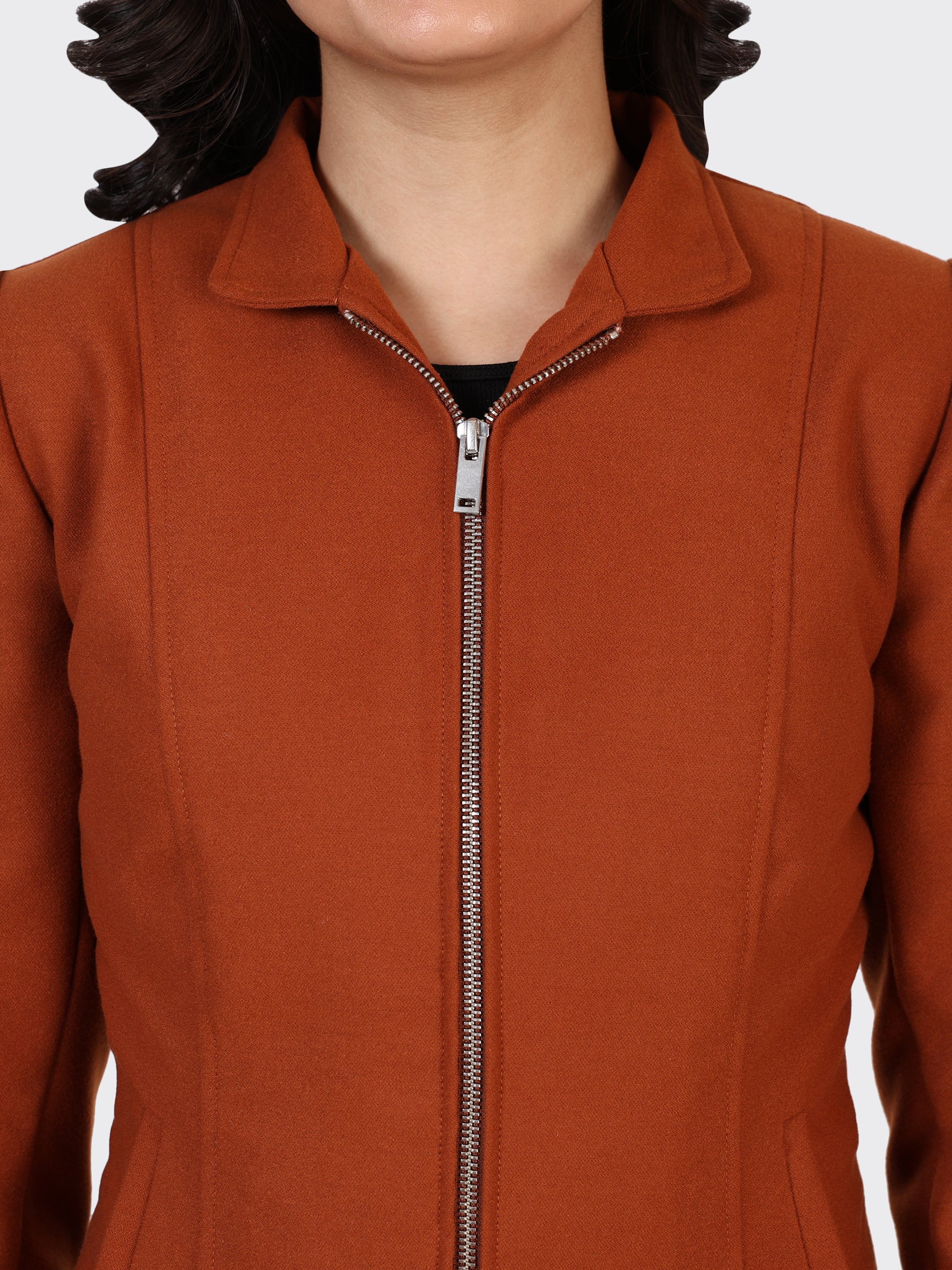LADIES WOOLLEN JACKET-COGNAC