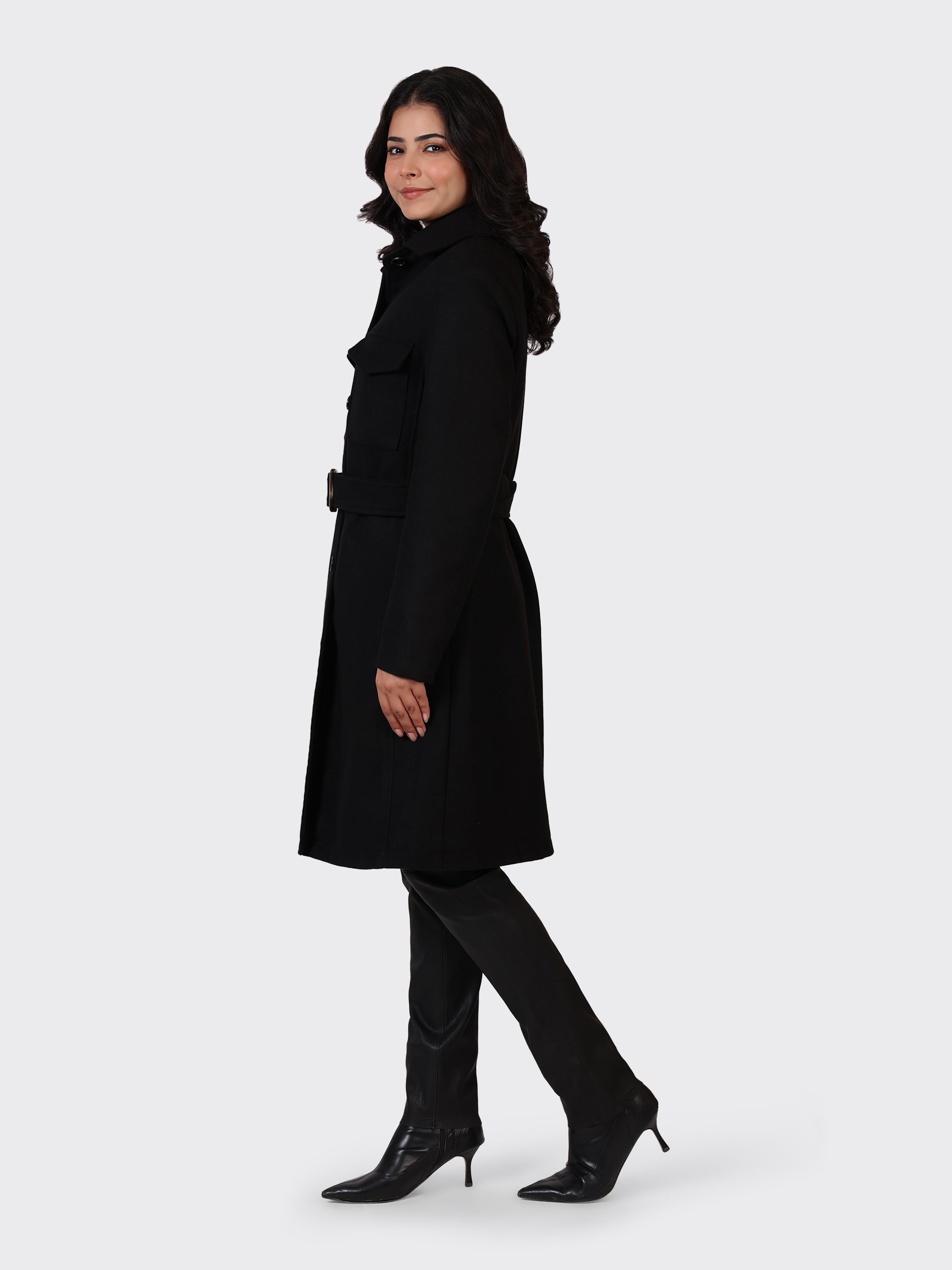 LADIES WOOLLEN JACKET-BLACK
