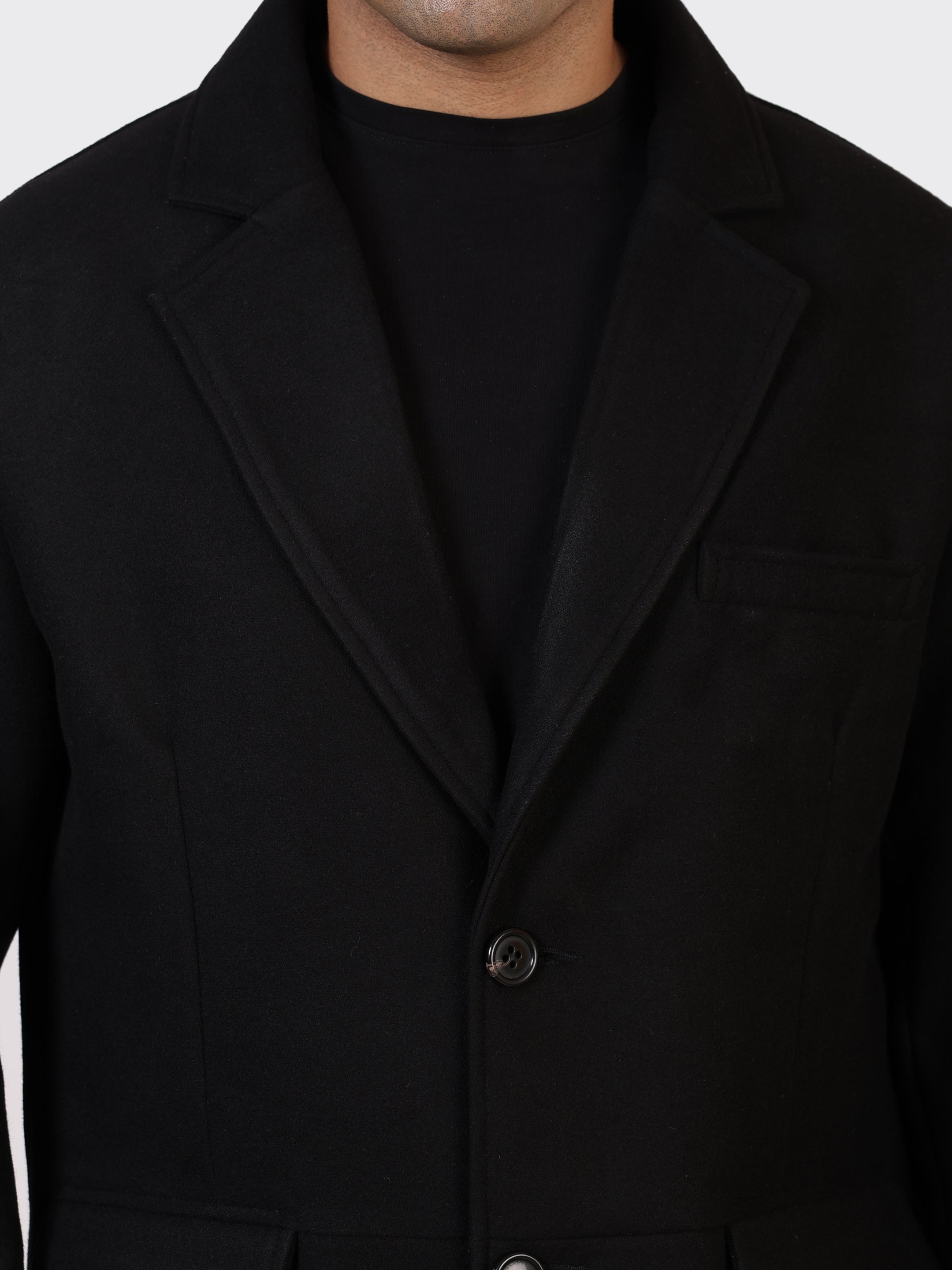 MENS BLAZER WOOLLEN JACKET-BLACK