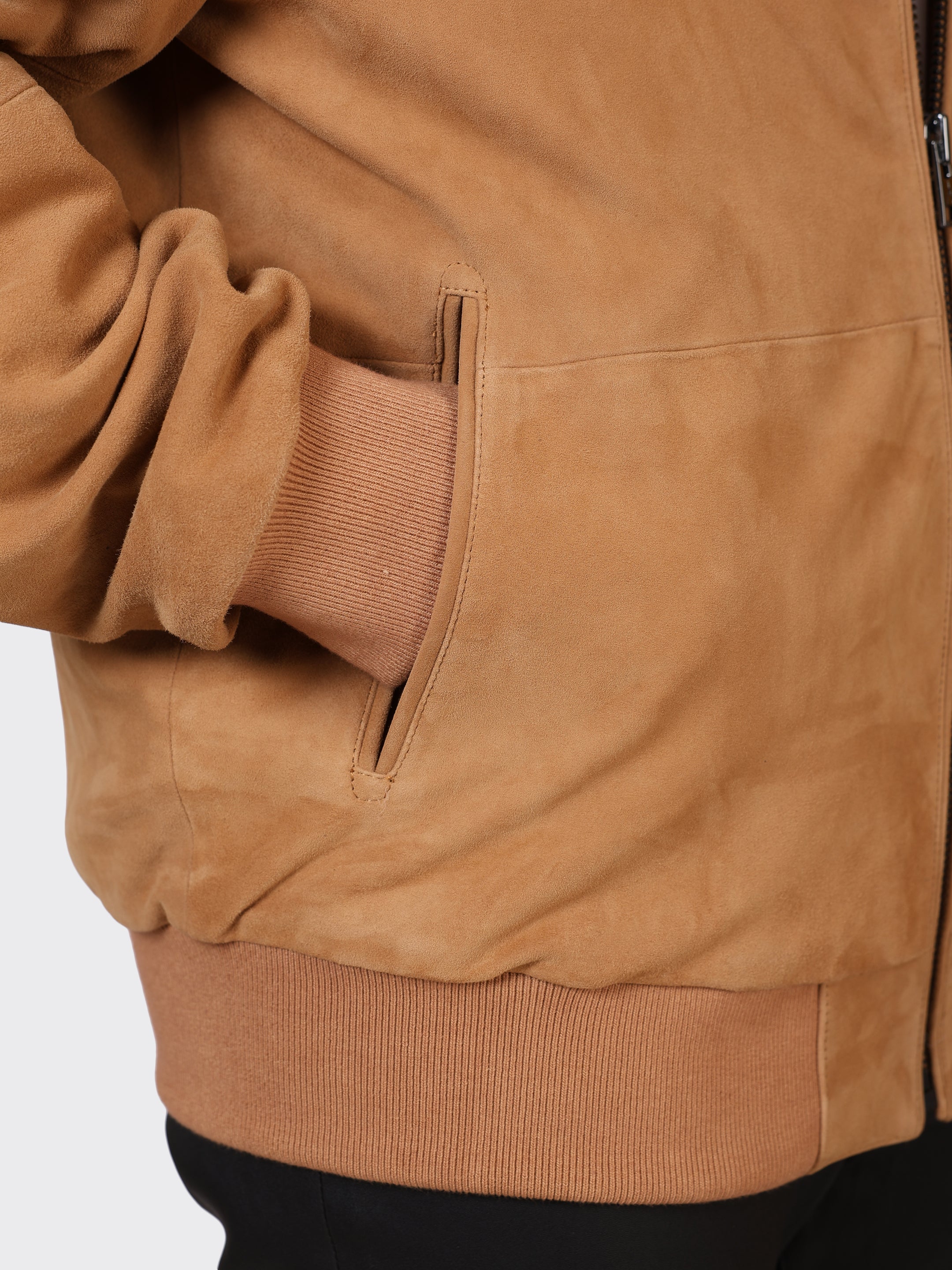 MENS COLLEGE SUEDE LEATHER JACKET-SAND