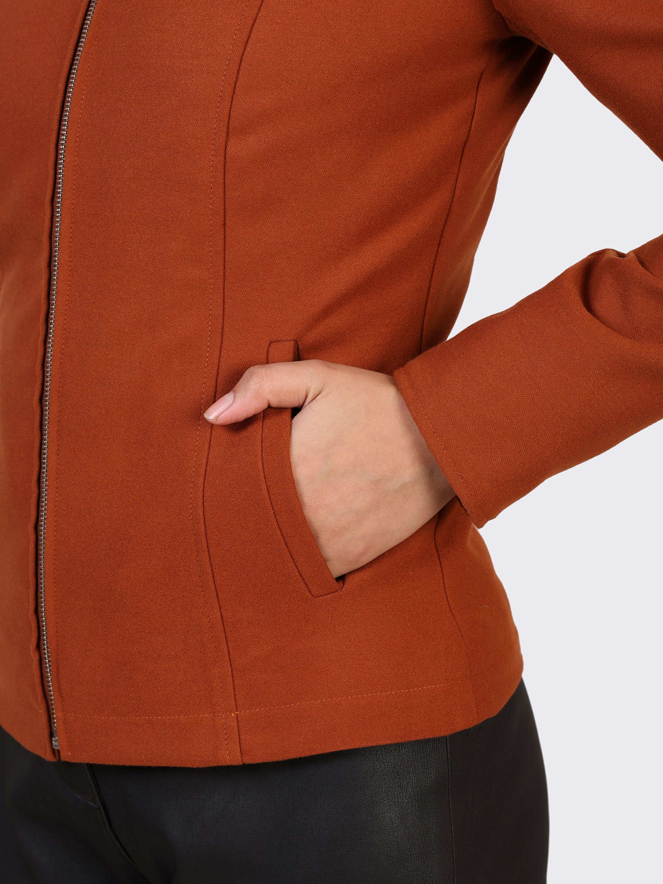 LADIES WOOLLEN JACKET-COGNAC