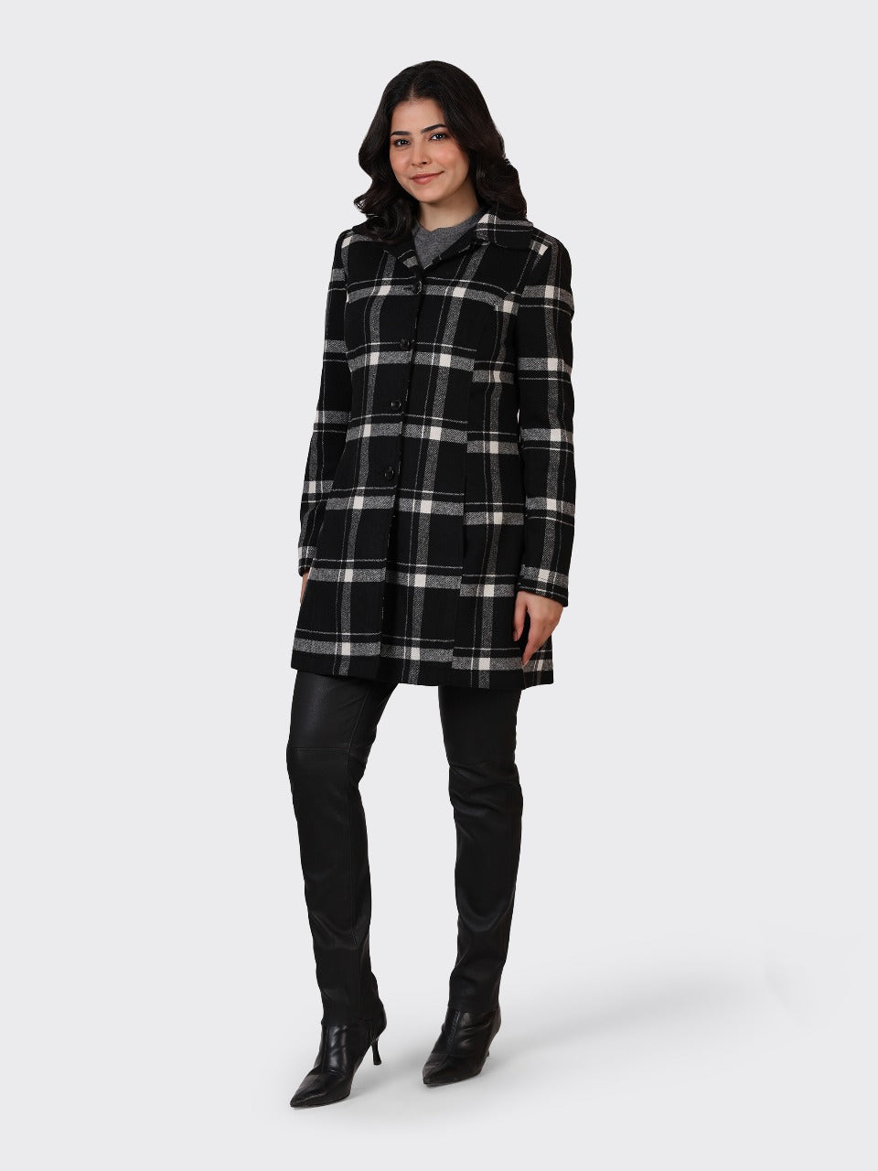 LADIES WOOLEN JACKET-CHECK