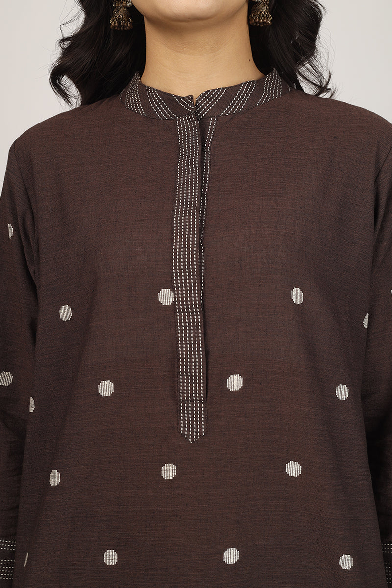 100% Cotton Brown Kurta Pyjama Set