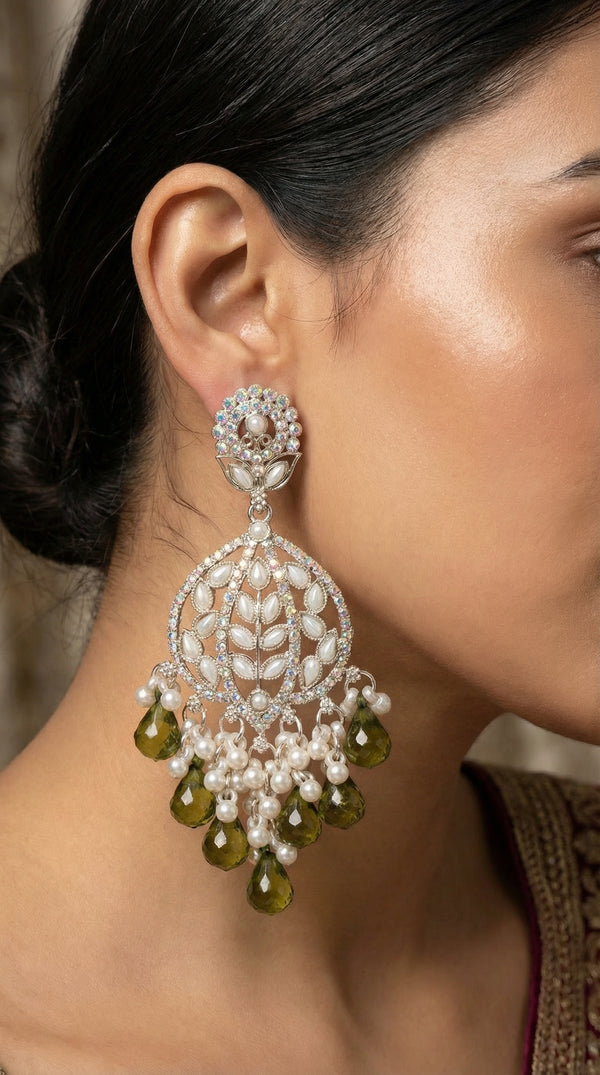 Silver-Plated Floral Chandelier Earrings