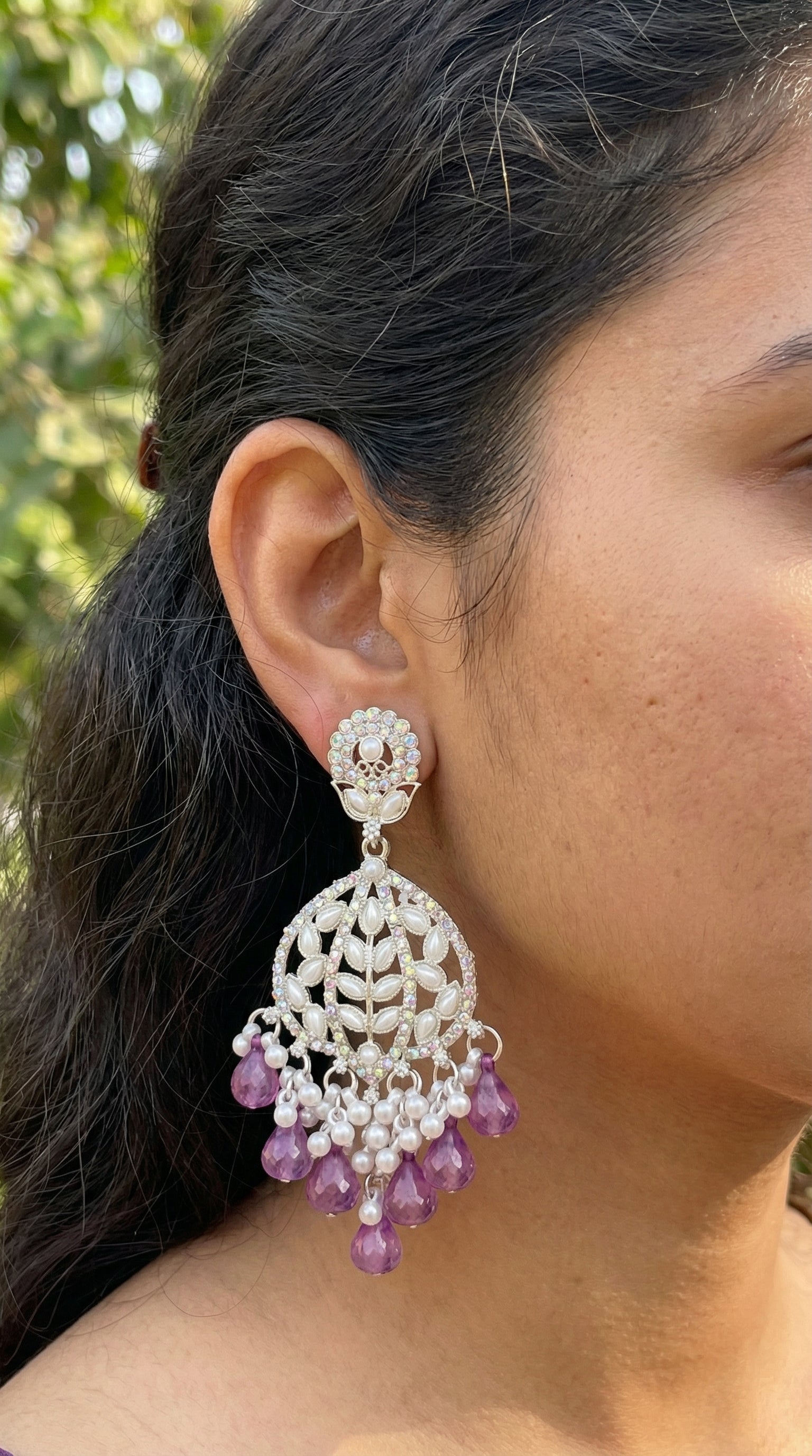 Silver-Plated Floral Chandelier Earrings