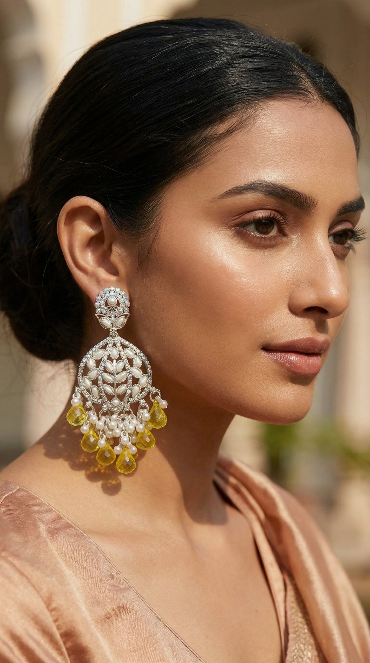 Silver-Plated Floral Chandelier Earrings