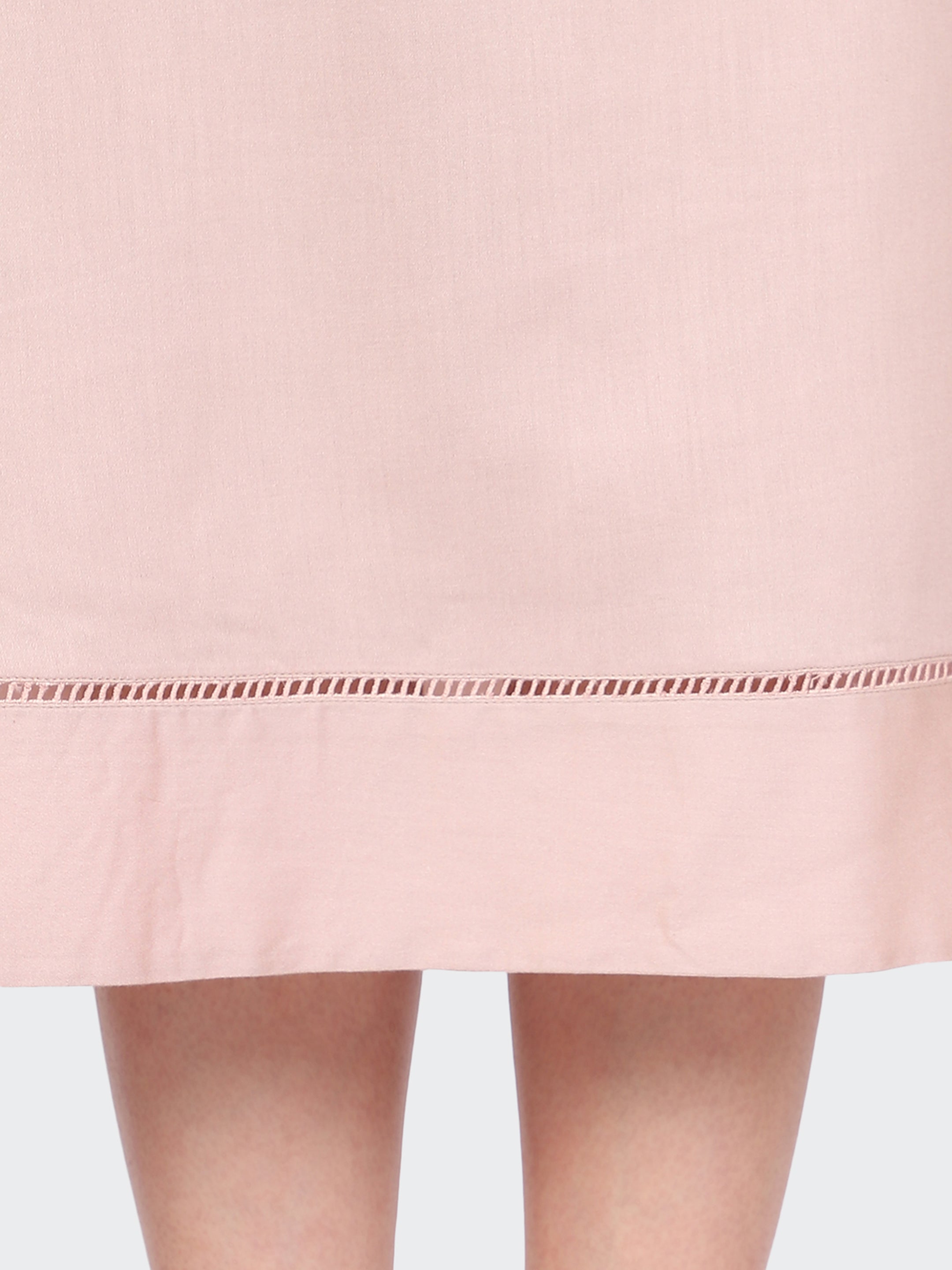 COLLARED DRESS FEATURING LACE ON SLEEVES AND BOTTOM-DUSTY ROSE