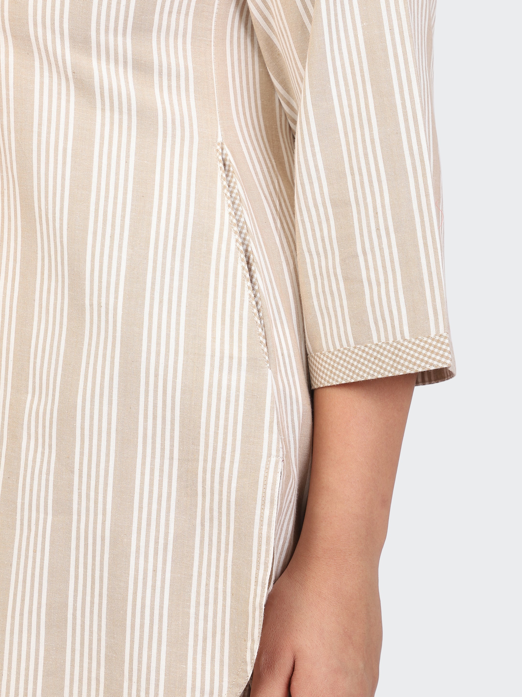 FINE COTTON COMFORTABLE CO-ORD SET-BEIGE