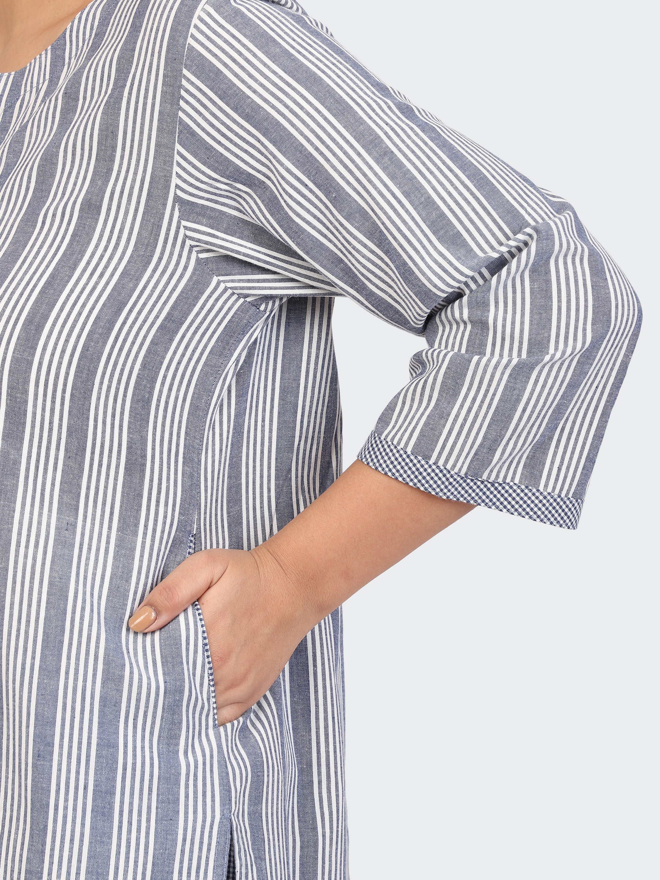 FINE COTTON COMFORTABLE CO-ORD SET-BLUE