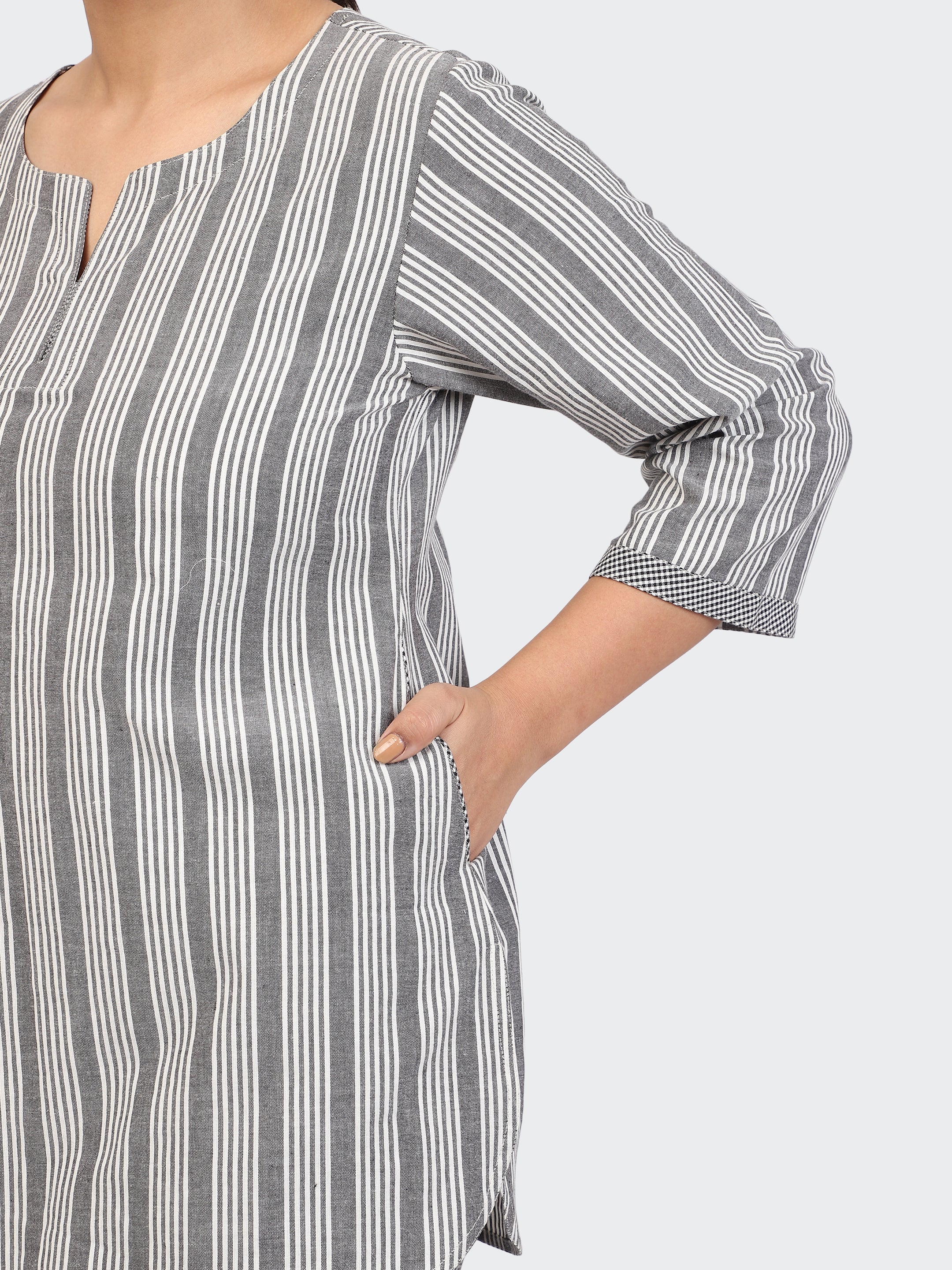 FINE COTTON COMFORTABLE CO-ORD SET-GREY