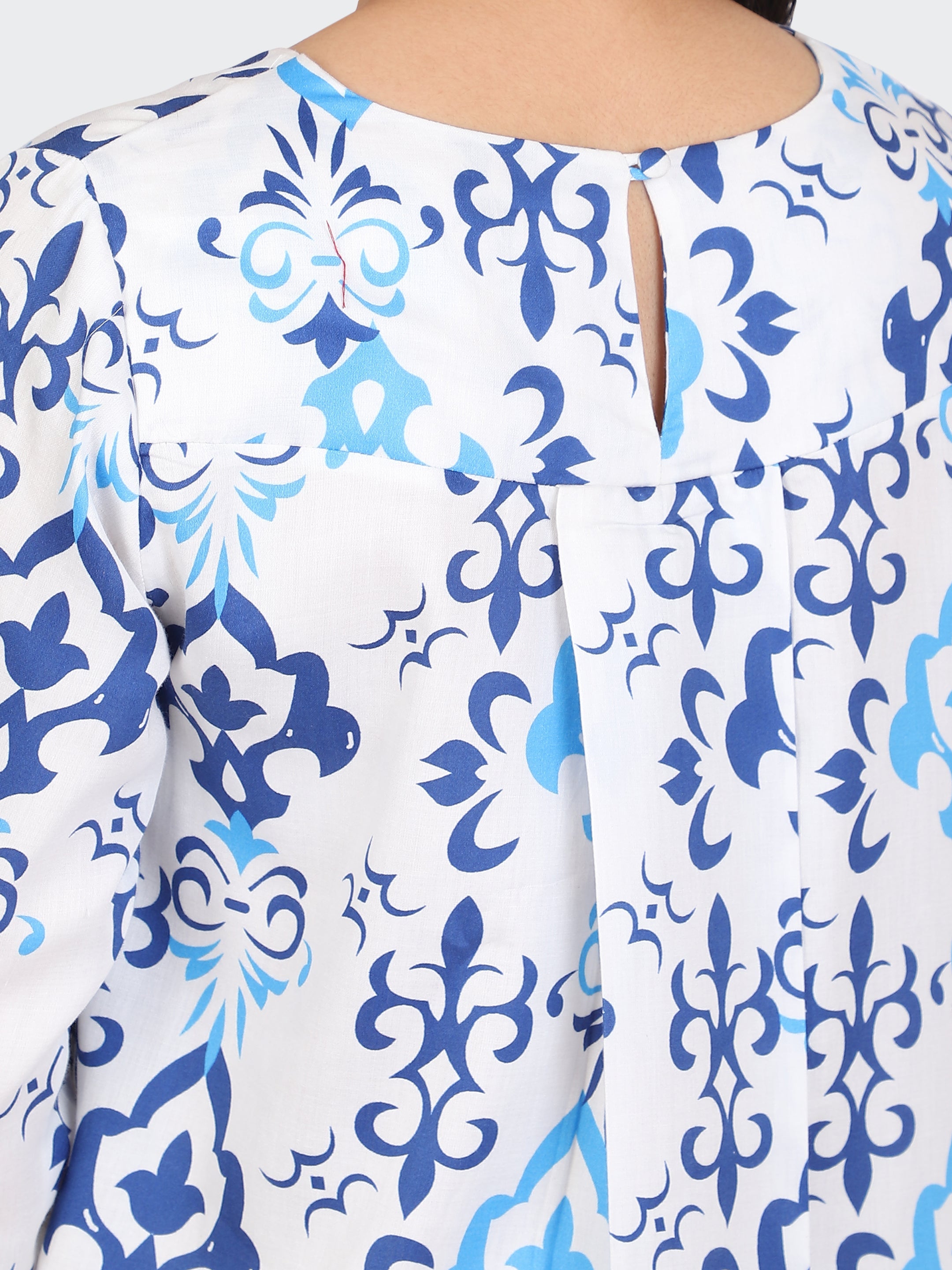 SPRING CALF-LENGTH DRESS-BLUE