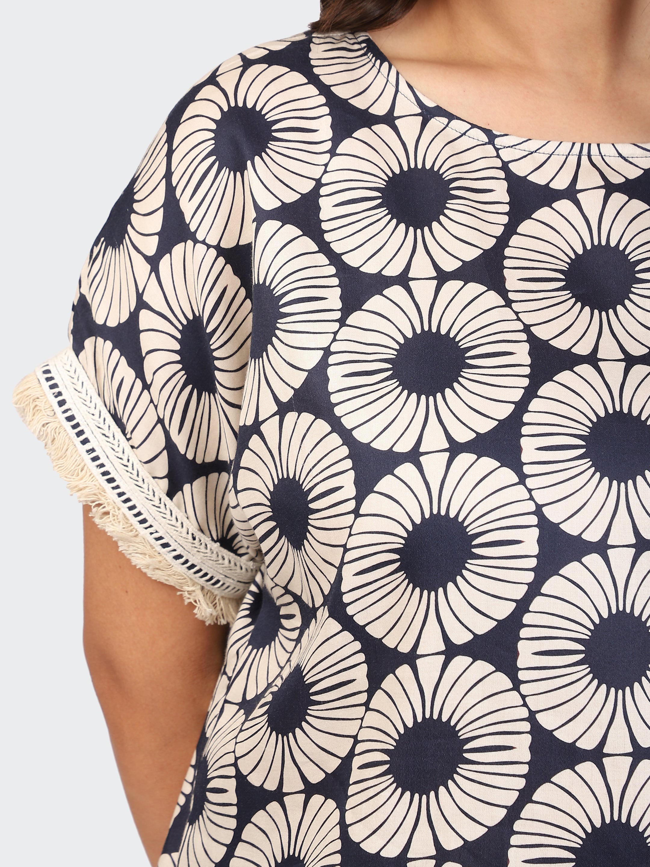 CO-ORDS BOHEMIAN LOOK, PANT FEATURING CARGO POCKET ON SIDE-NAVY