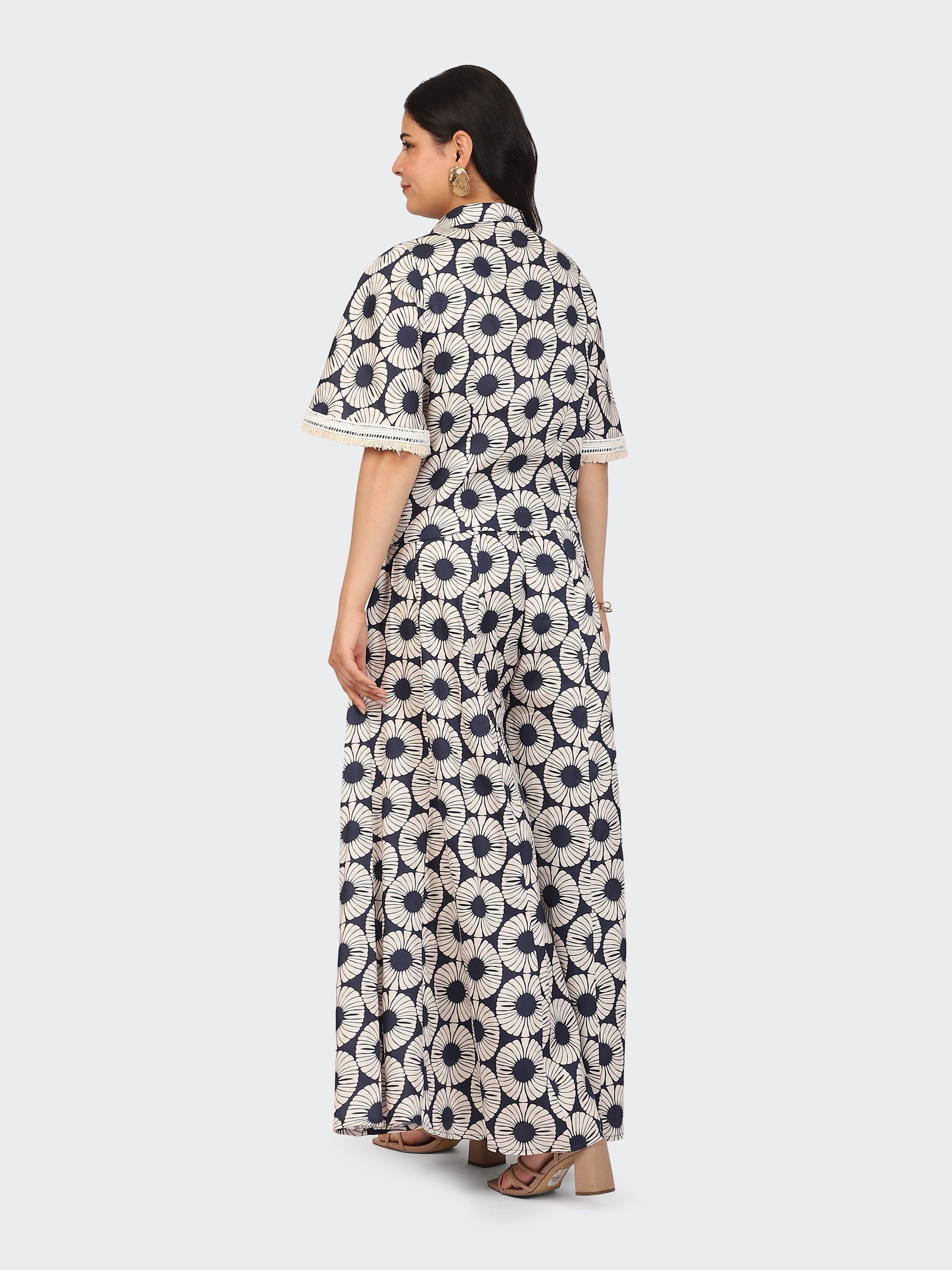 CO-ORDS BOHEMIAN LOOK, SHORT TOP, AND SHARARA PANT-NAVY