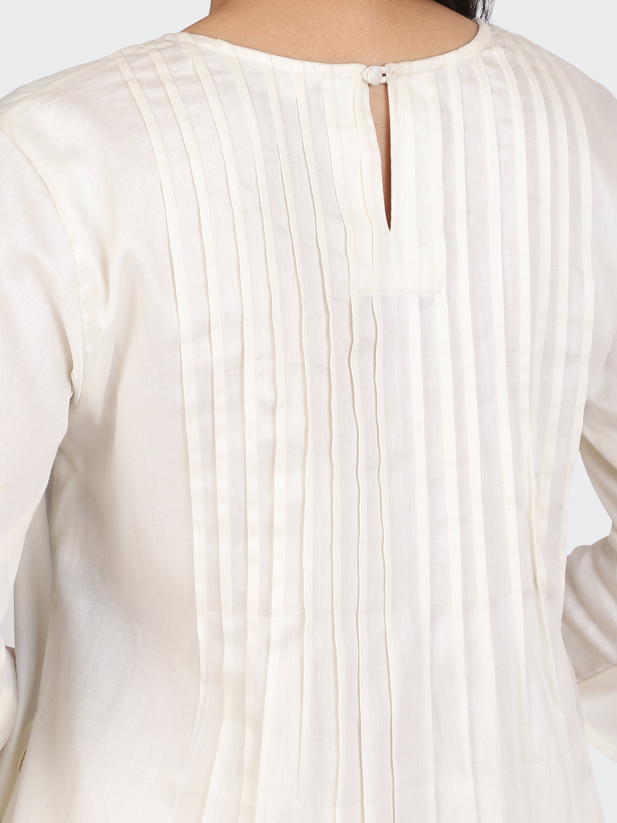 KURTA SET FEATURING PALAZZO, EMBROIDERY ON BOTTOM-CREAM