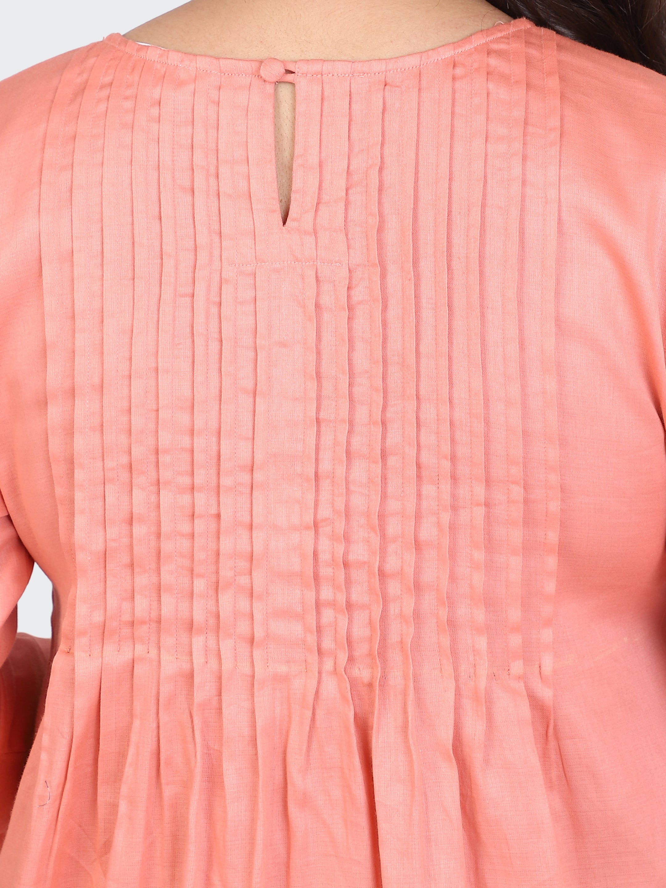 KURTA SET FEATURING PALAZZO, EMBROIDERY ON BOTTOM-PEACH