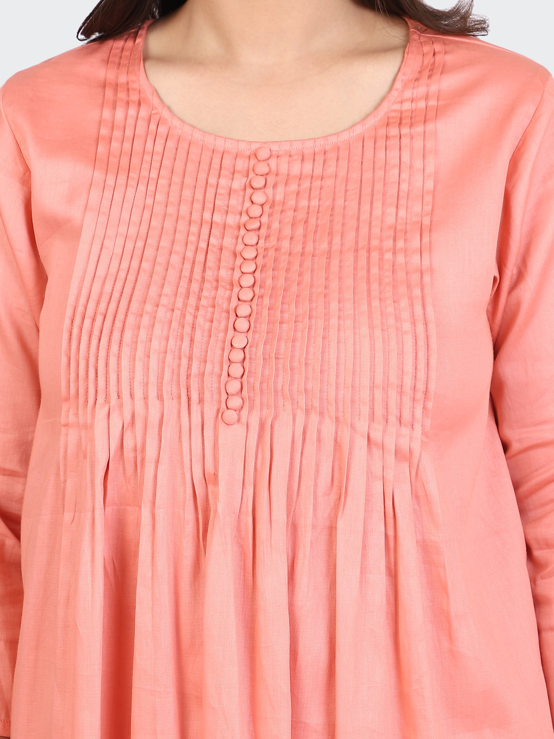 KURTA SET FEATURING PALAZZO, EMBROIDERY ON BOTTOM-PEACH