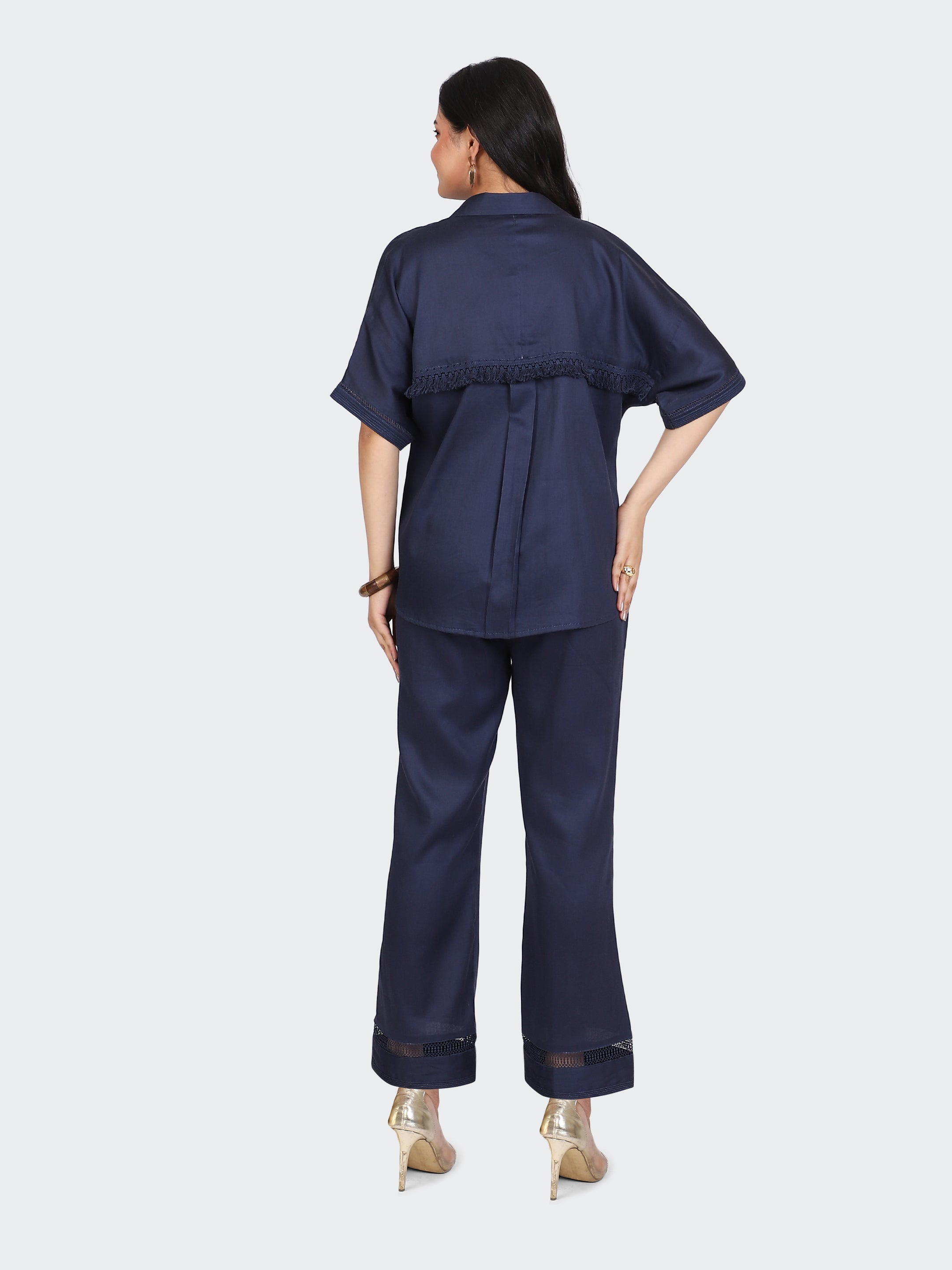 CO-ORDS DECORATIVE LACES ON POCKETS, SLEEVES, BACK, AND PANT BOTTOM-NAVY