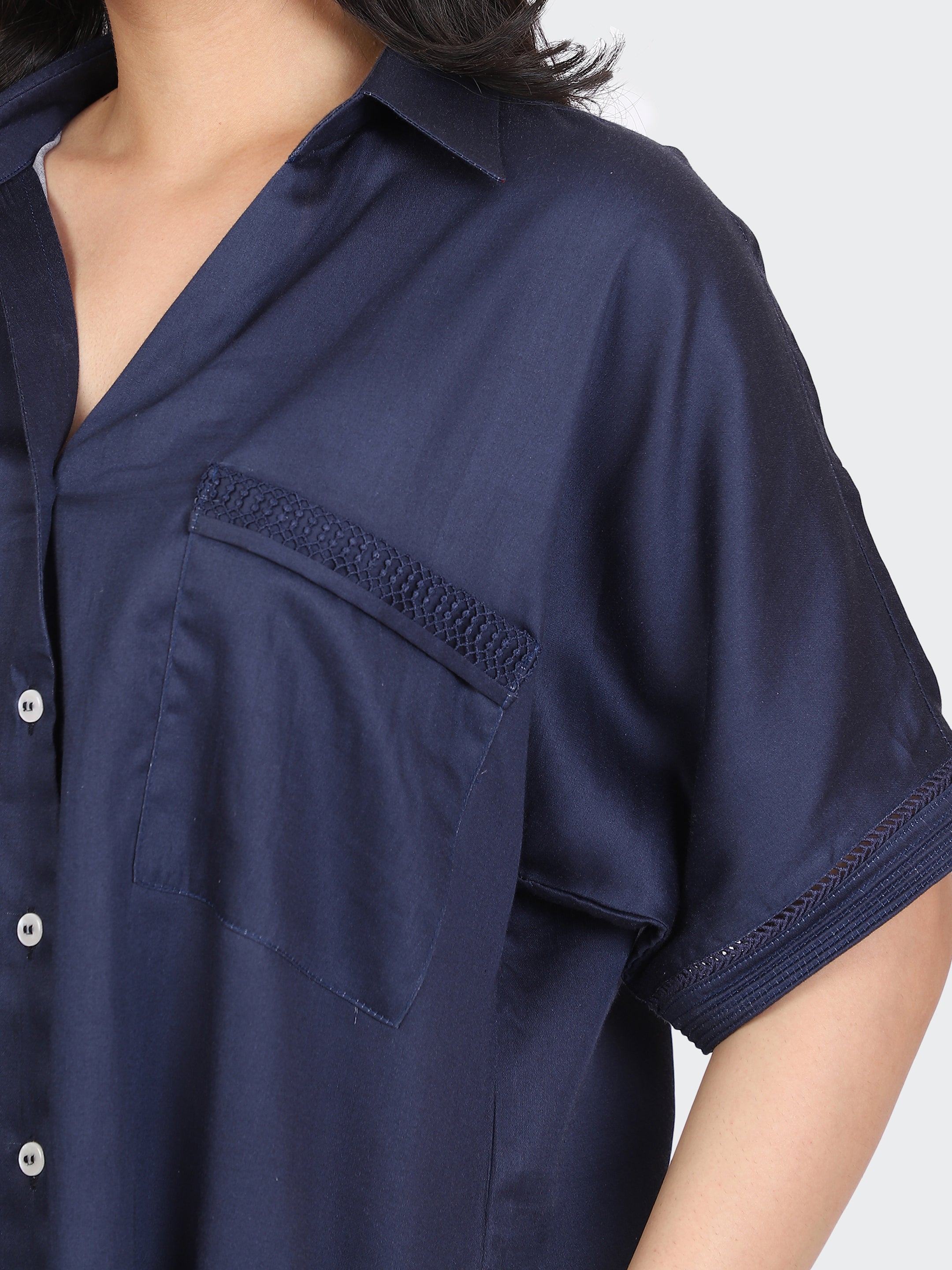 CO-ORDS DECORATIVE LACES ON POCKETS, SLEEVES, BACK, AND PANT BOTTOM-NAVY