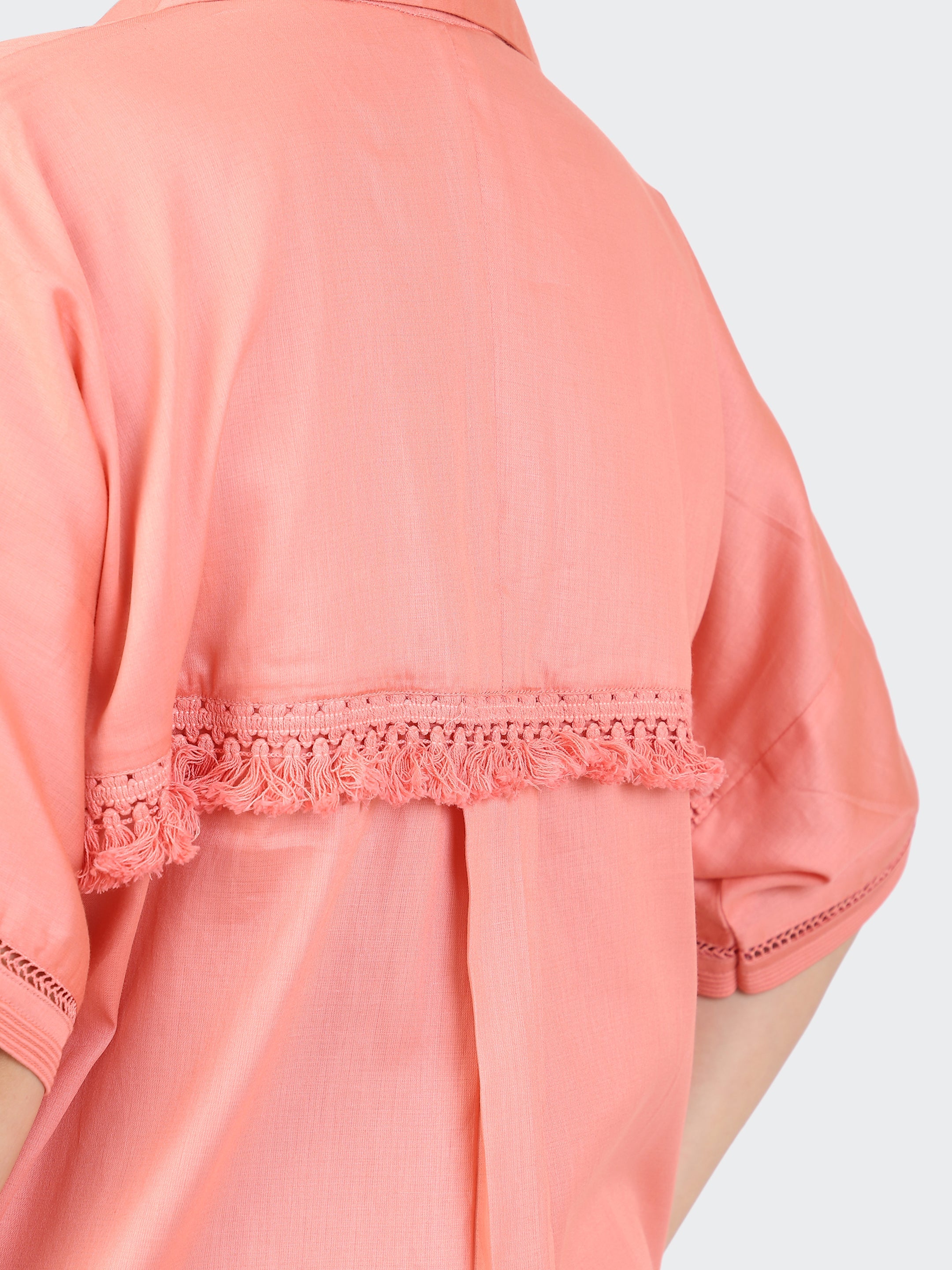 CO-ORDS DECORATIVE LACES ON POCKETS, SLEEVES, BACK, AND PANT BOTTOM-PEACH