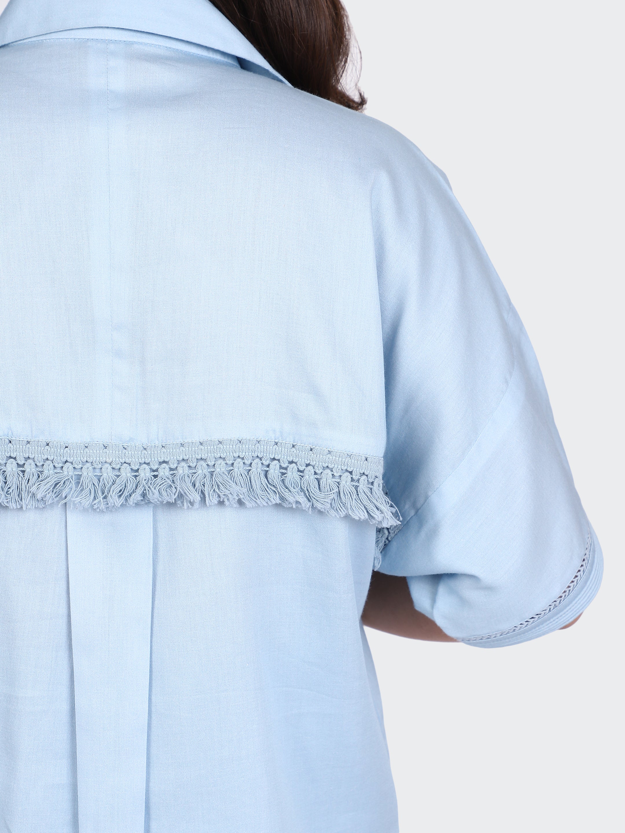 CO-ORDS DECORATIVE LACES ON POCKETS, SLEEVES, BACK, AND PANT BOTTOM-SKYBLUE