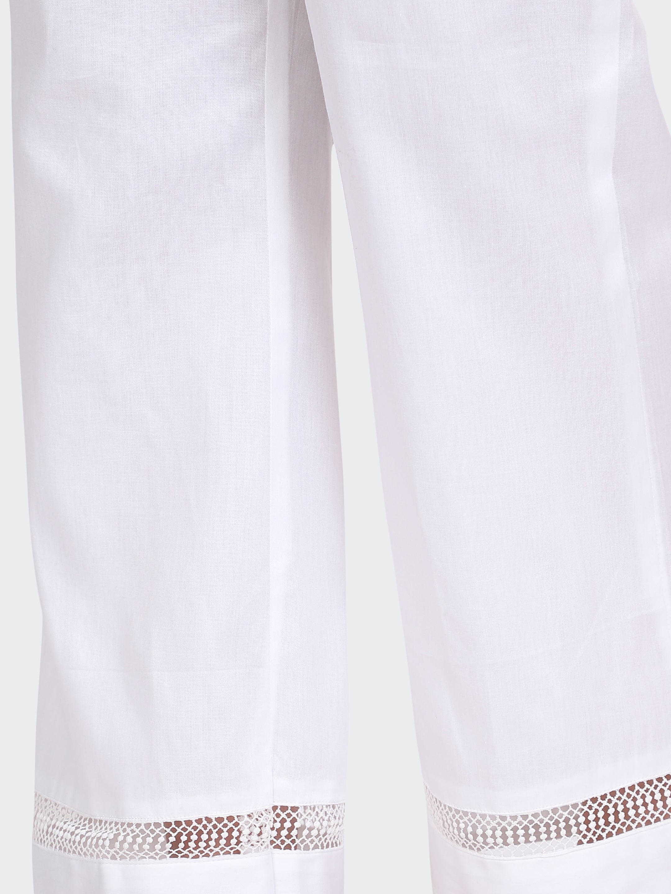 CO-ORDS DECORATIVE LACES ON POCKETS, SLEEVES, BACK, AND PANT BOTTOM-WHITE