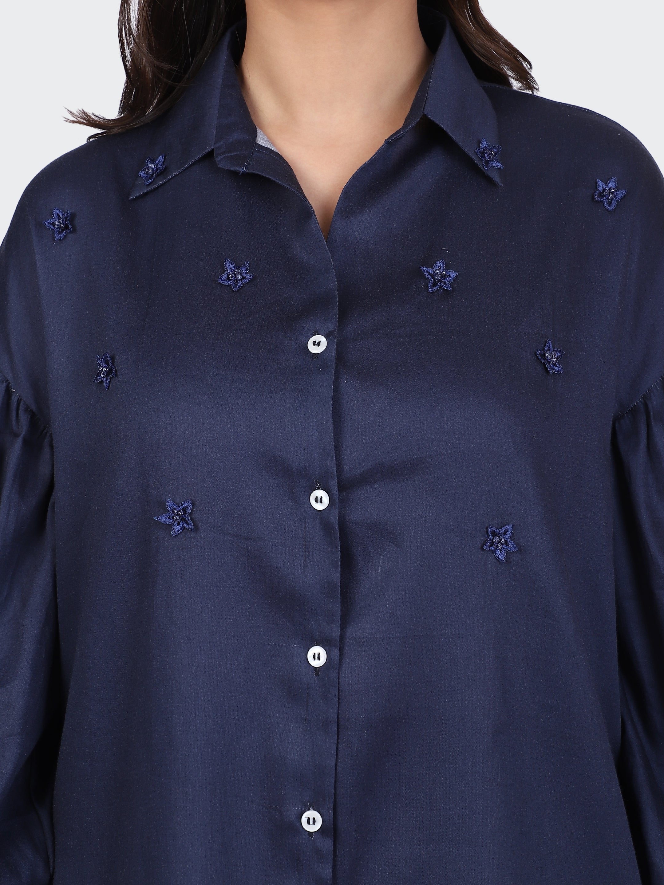 FINE COTTON COMFORTABLE CO-ORD SET-NAVY