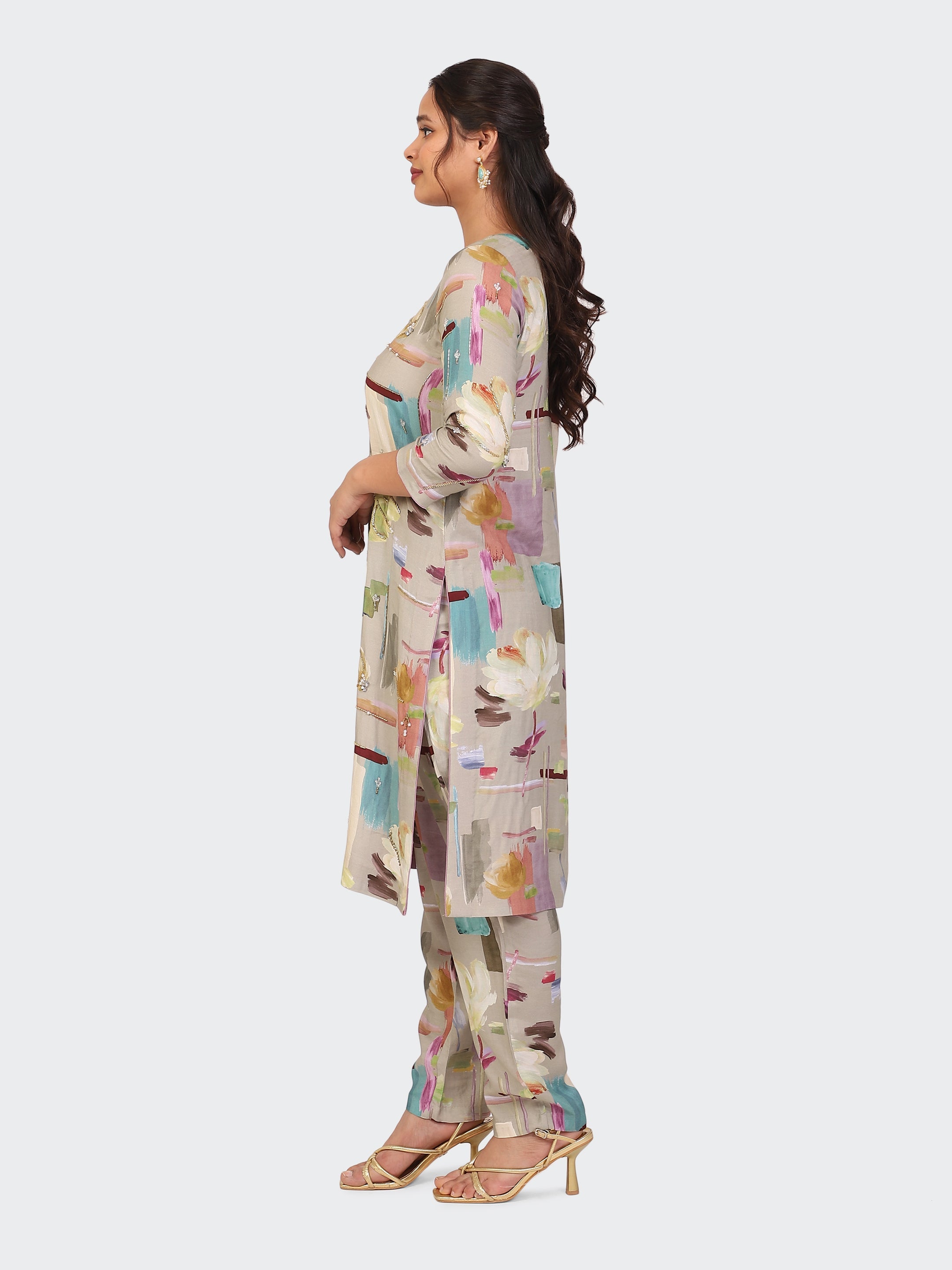 KURTA SET FEATURING HAND-EMBROIDERED FRONT, SLEEVES, AND DUPATTA-BEIGE2