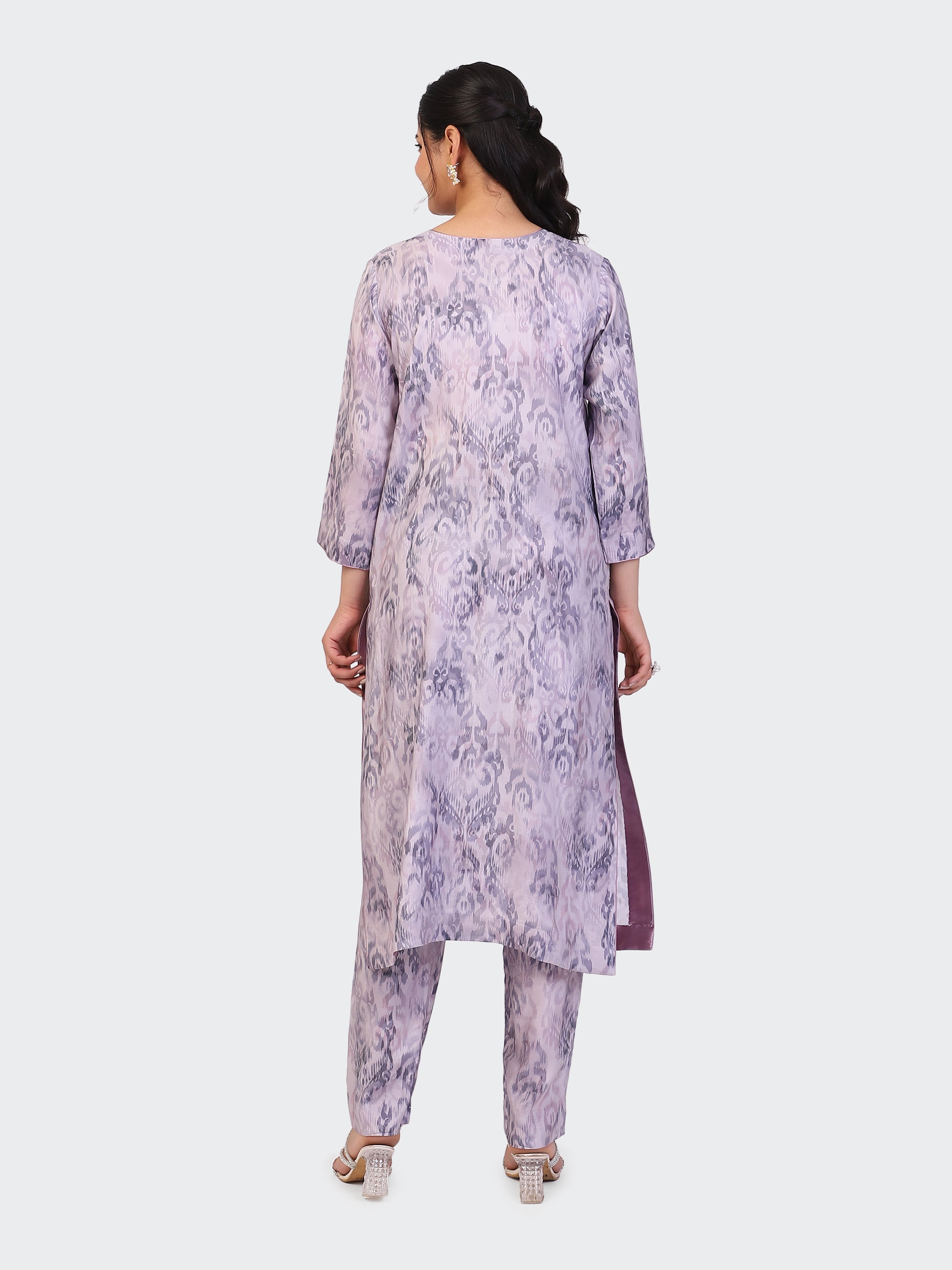 KURTA SET FEATURING HAND-EMBROIDERED FRONT, SLEEVES, AND DUPATTA-MAUVE